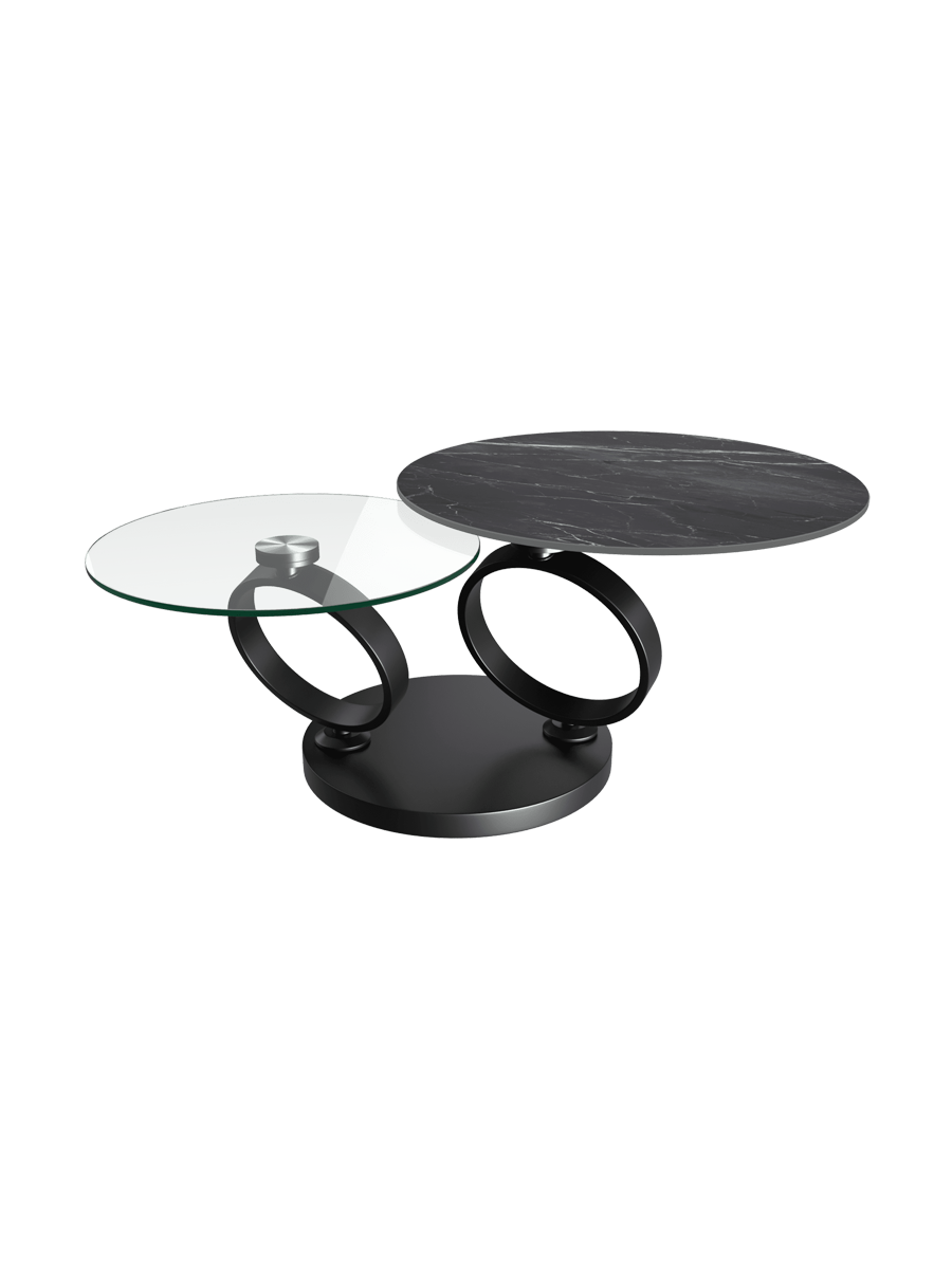 
Extendable, flexible designer coffee table "Eolia Black" - Ceramic Titanium