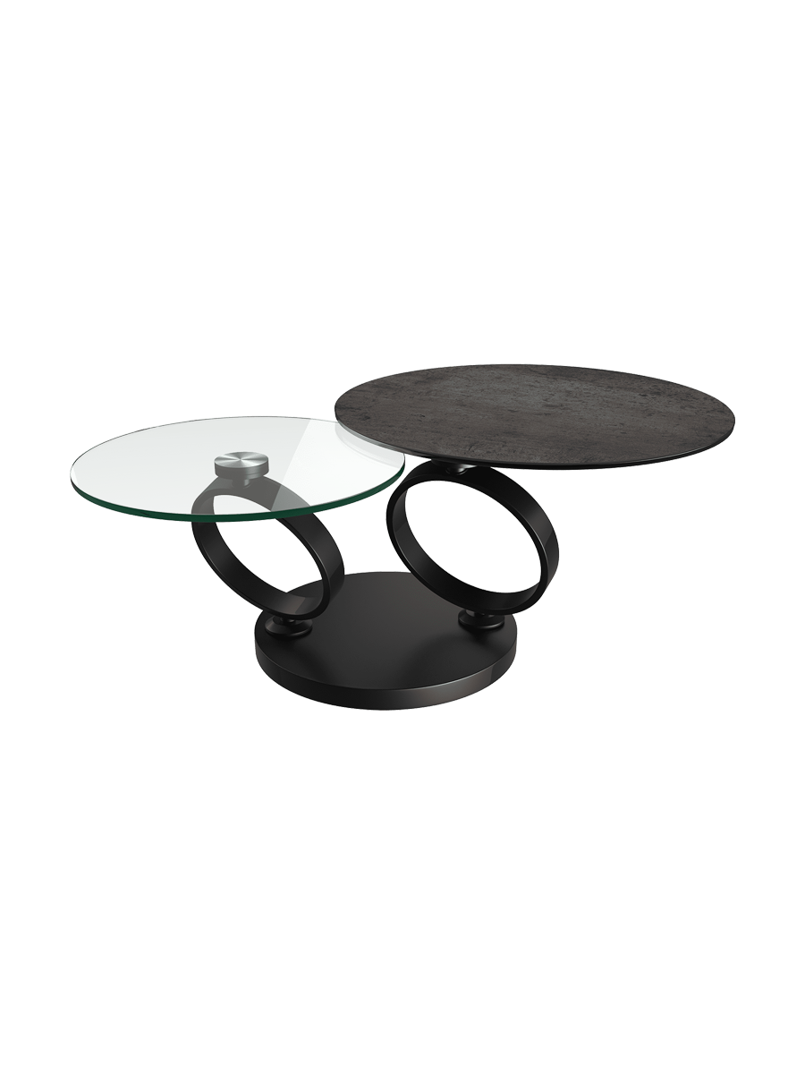 
Extendable, flexible designer coffee table "Eolia Black" - Ceramic Titanium