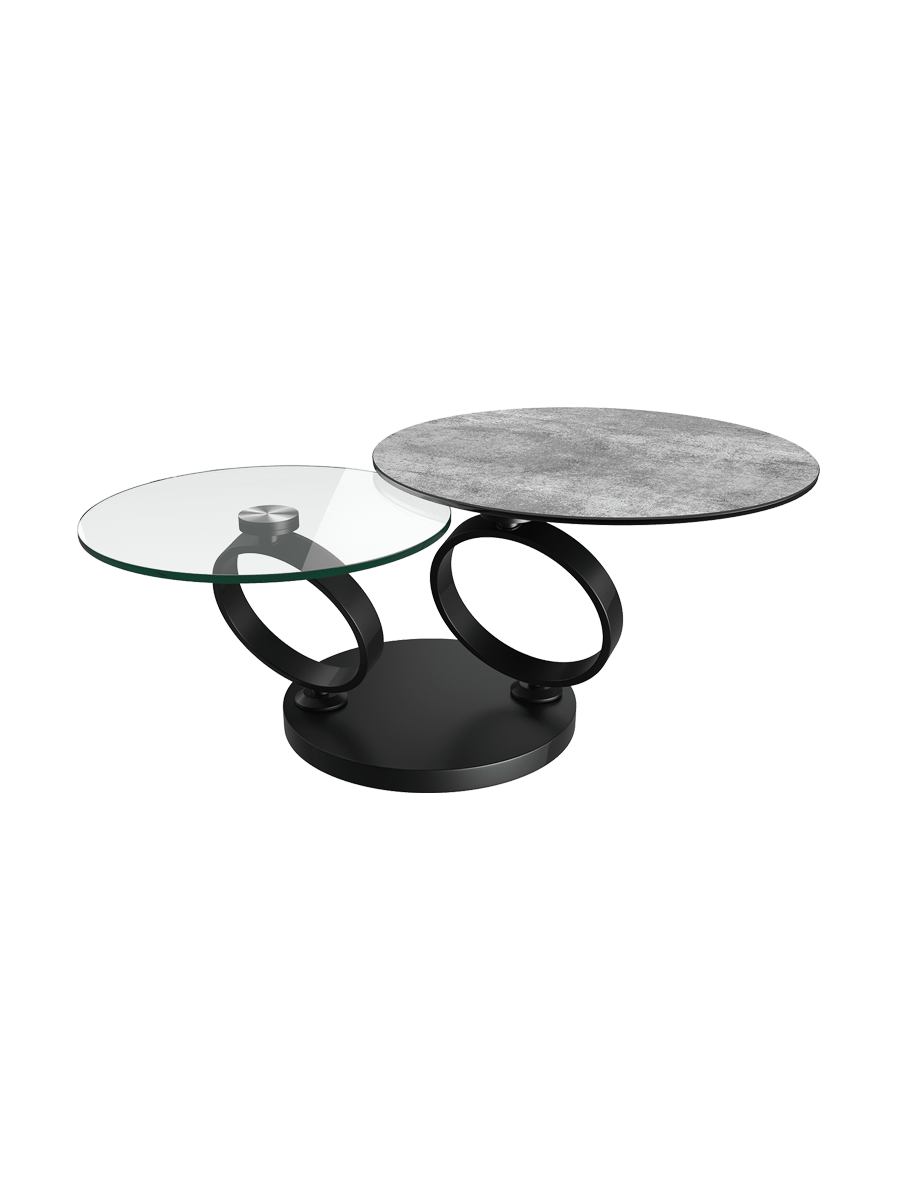 
Extendable, flexible designer coffee table "Eolia Black" - Ceramic Titanium