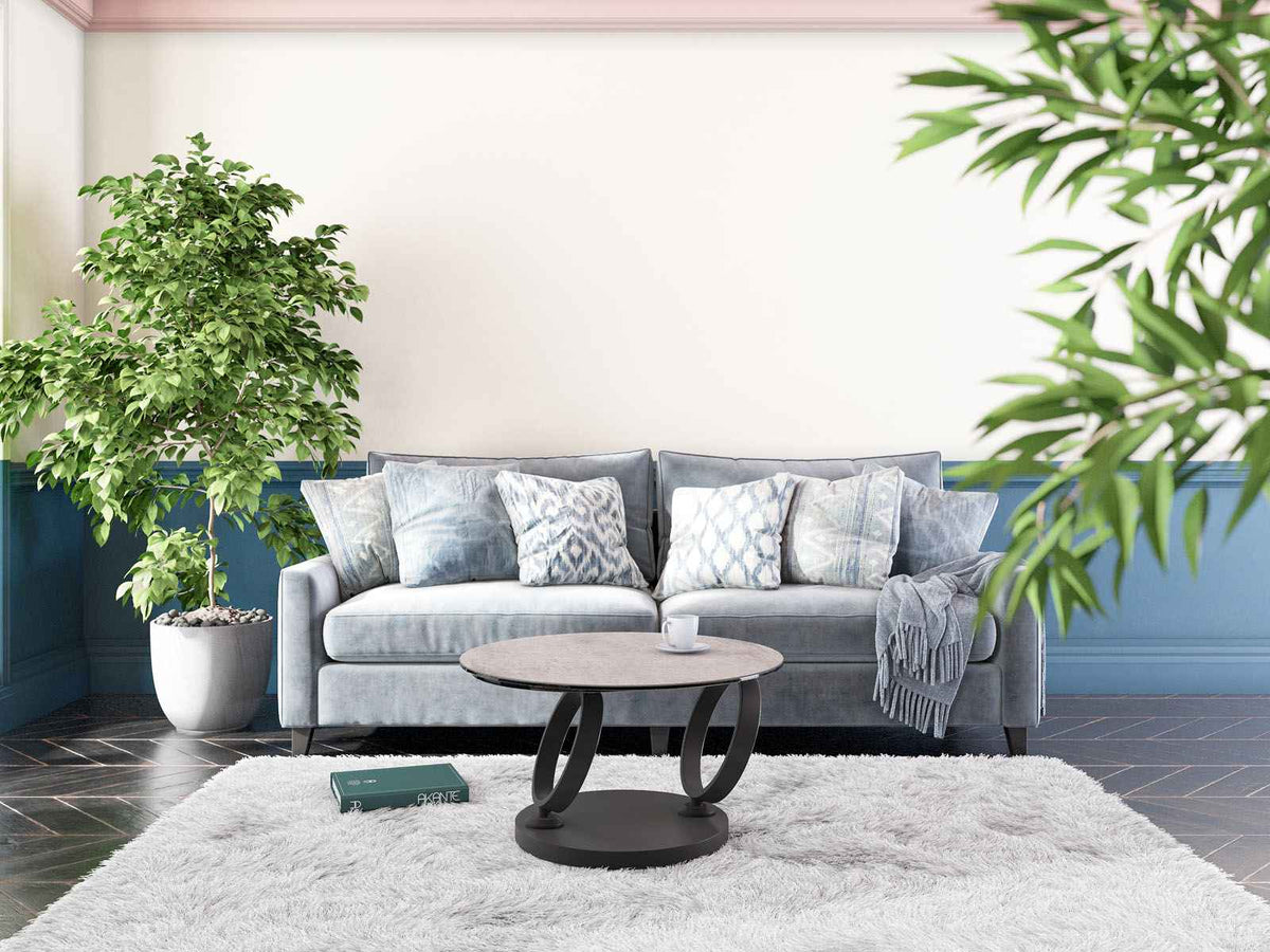 
Ausziehbarer, flexibler Design Couchtisch „Eolia Black“ - Keramik Silver