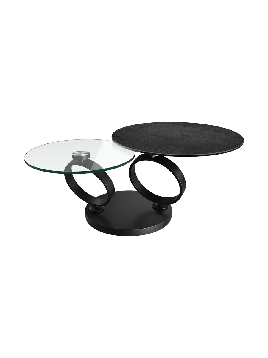 
Extendable, flexible designer coffee table "Eolia Black" - Ceramic Titanium