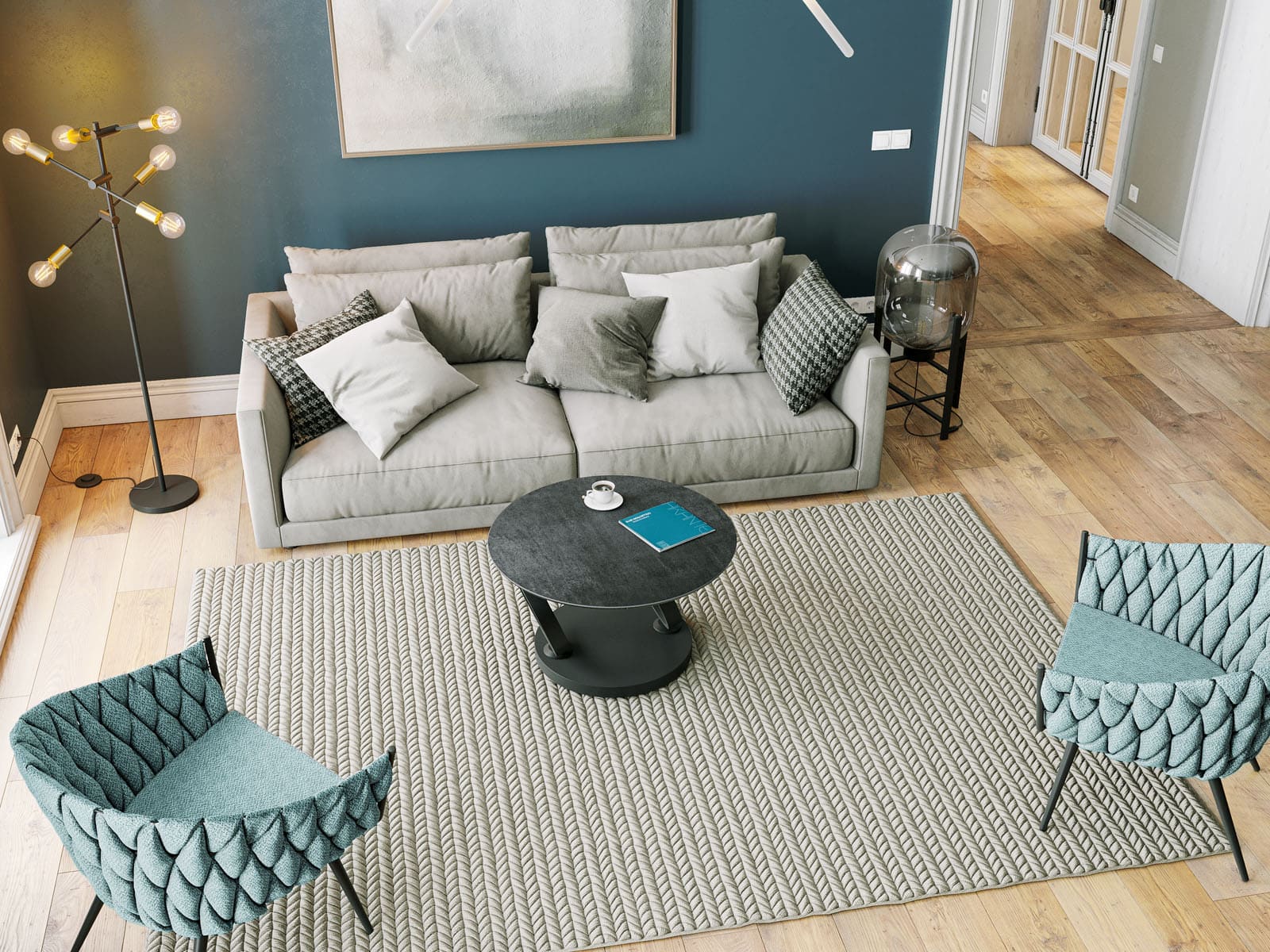 
Extendable, flexible designer coffee table "Eolia Black" - Ceramic Titanium