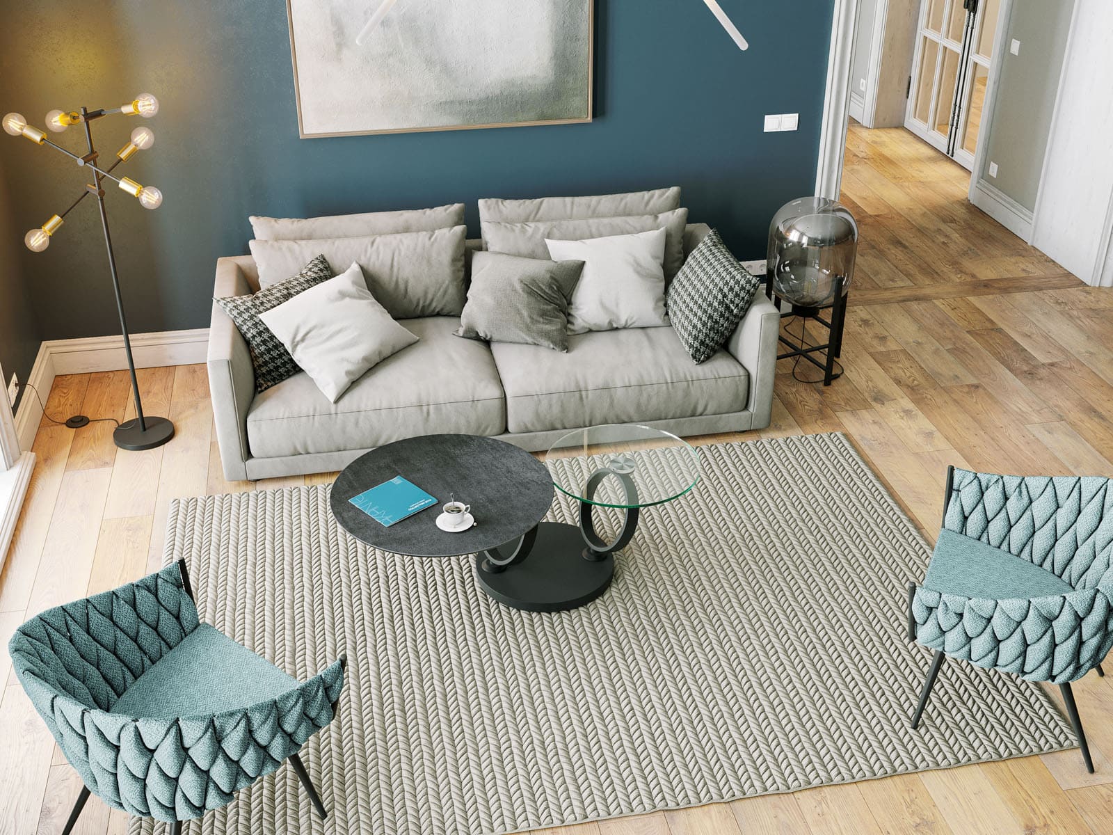 
Extendable, flexible designer coffee table "Eolia Black" - Ceramic Titanium