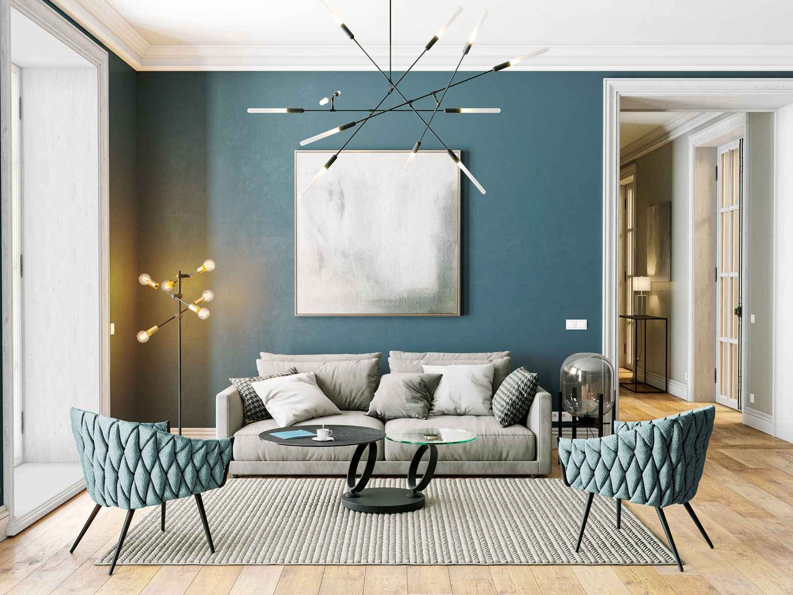 
Extendable, flexible designer coffee table "Eolia Black" - Ceramic Titanium