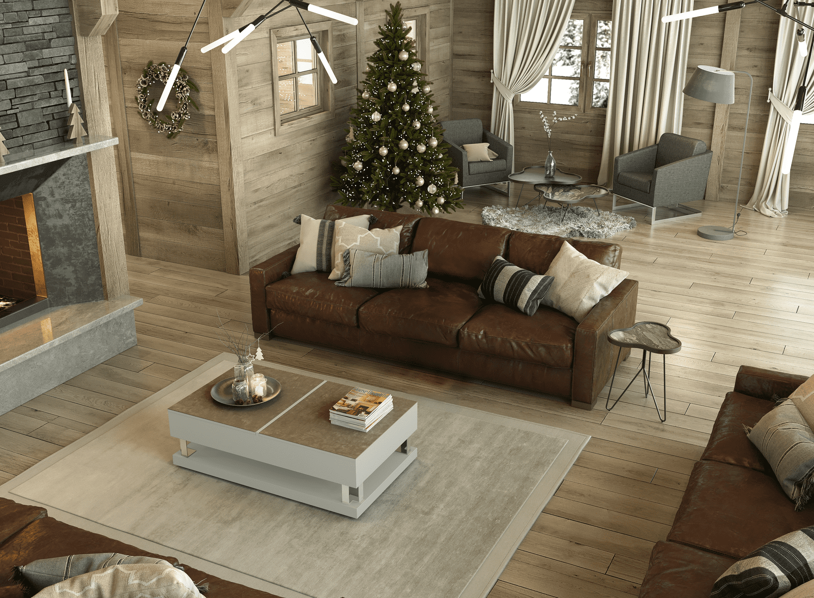 
Funktioneller, höhenverstellbarer Design Couchtisch „Stuttgart“ - Zementgrau