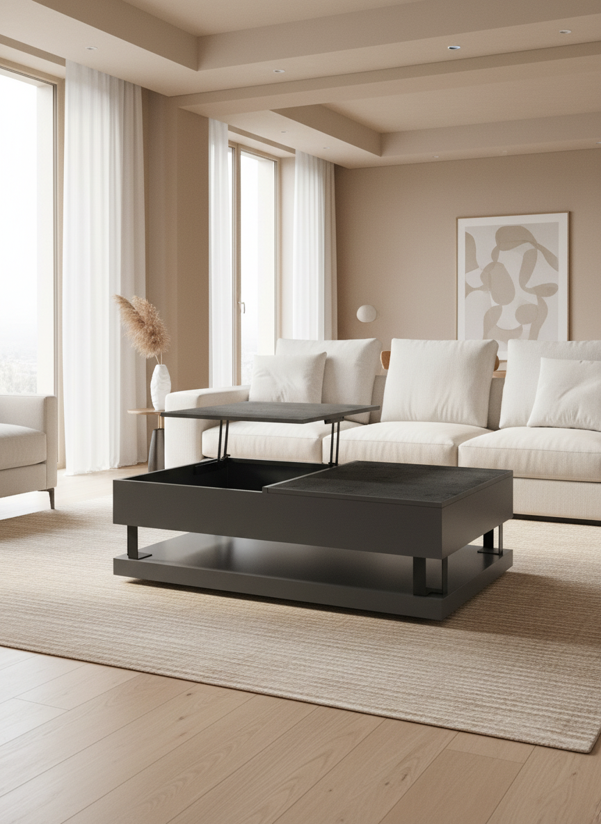 
Funktioneller, höhenverstellbarer Design Couchtisch „Stuttgart“ - Titan