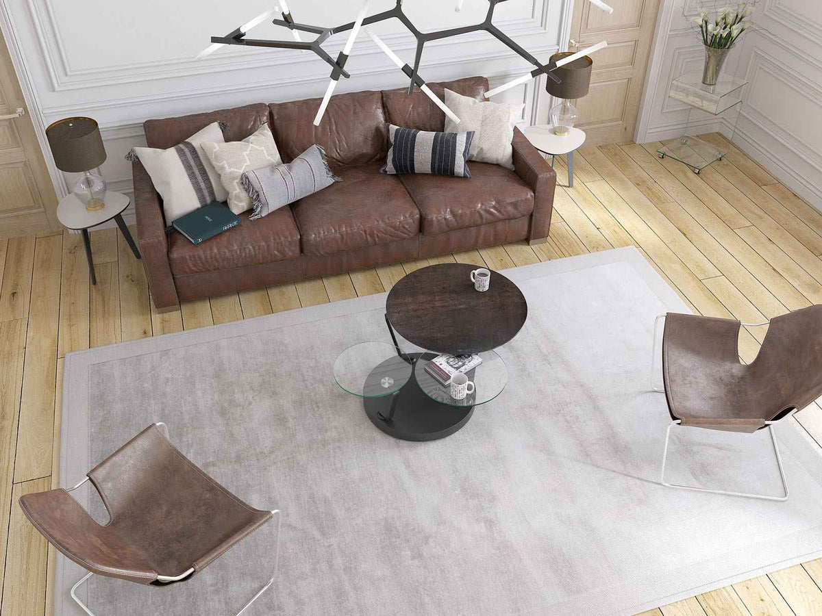 
Ausziehbarer, flexibler Design Keramik Couchtisch „Boussole“ - Keramik Rostbraun