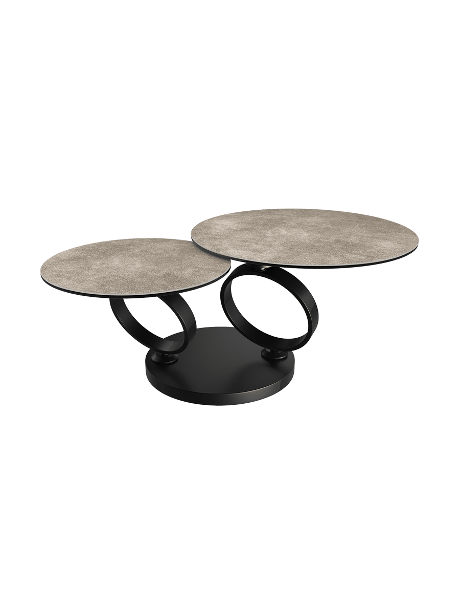 
Ausziehbarer, flexibler Design Keramik Couchtisch „Eolia Double Black“ - Keramik Titan