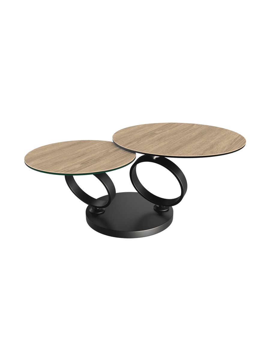 
Ausziehbarer, flexibler Design Keramik Couchtisch „Eolia Double Black“ - Keramik Titan