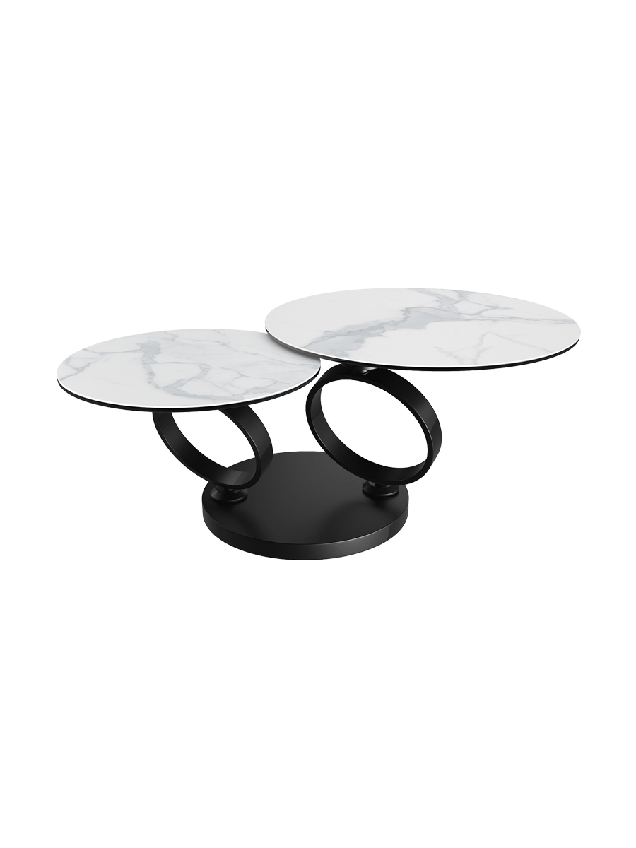 
Ausziehbarer, flexibler Design Keramik Couchtisch „Eolia Double Black“ - Keramik Titan