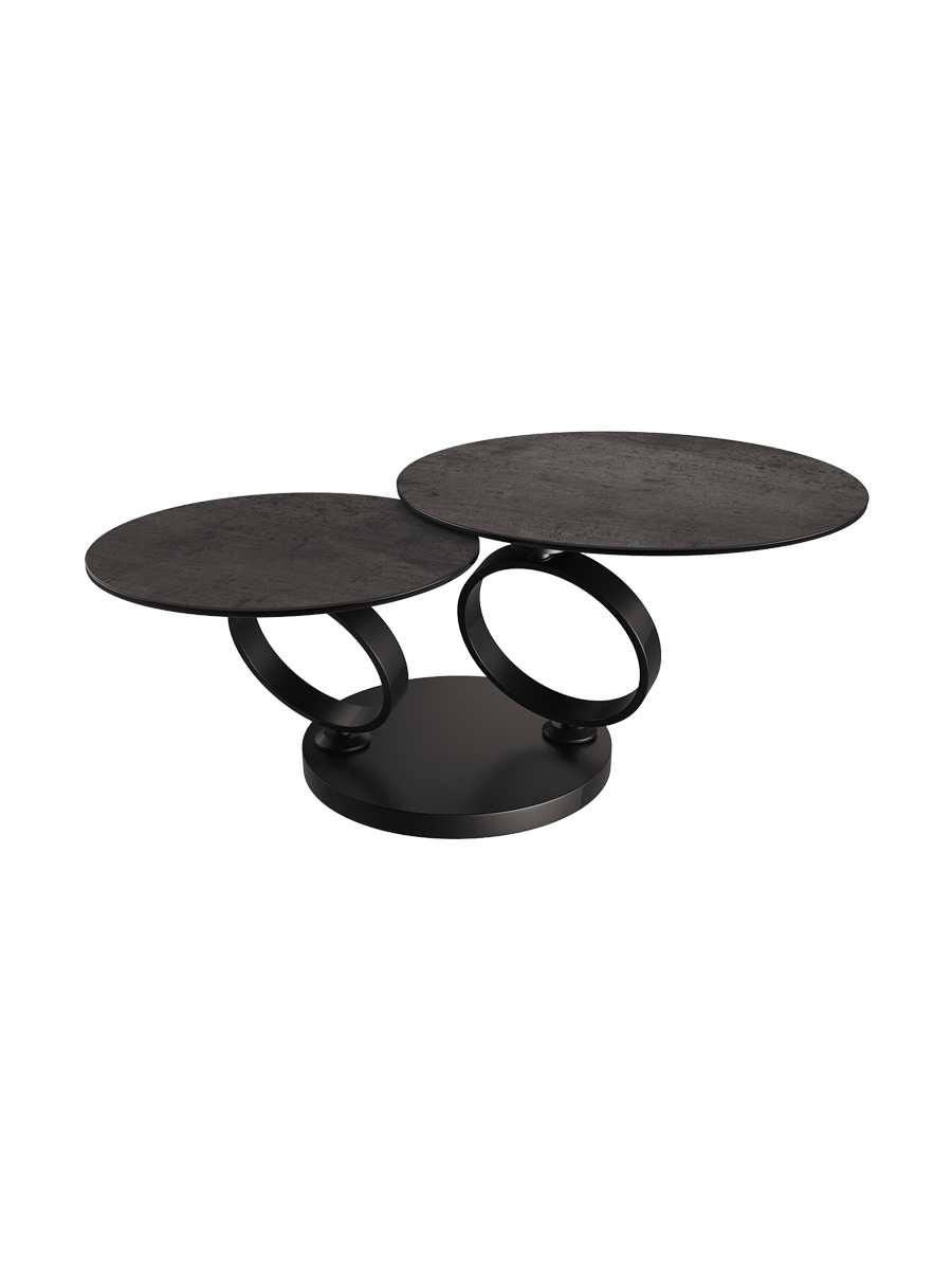 
Ausziehbarer, flexibler Design Keramik Couchtisch „Eolia Double Black“ - Keramik Titan