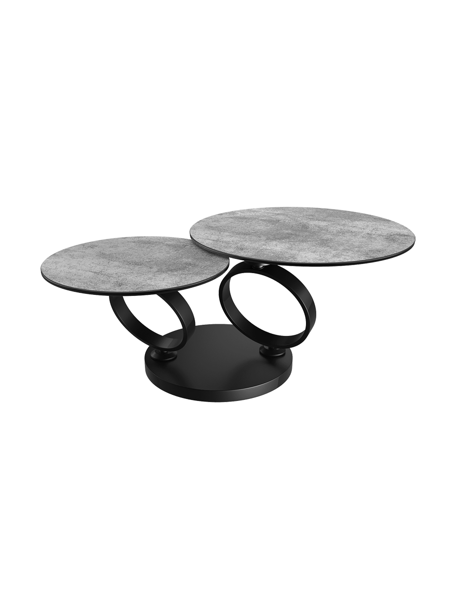 
Ausziehbarer, flexibler Design Keramik Couchtisch „Eolia Double Black“ - Keramik Titan