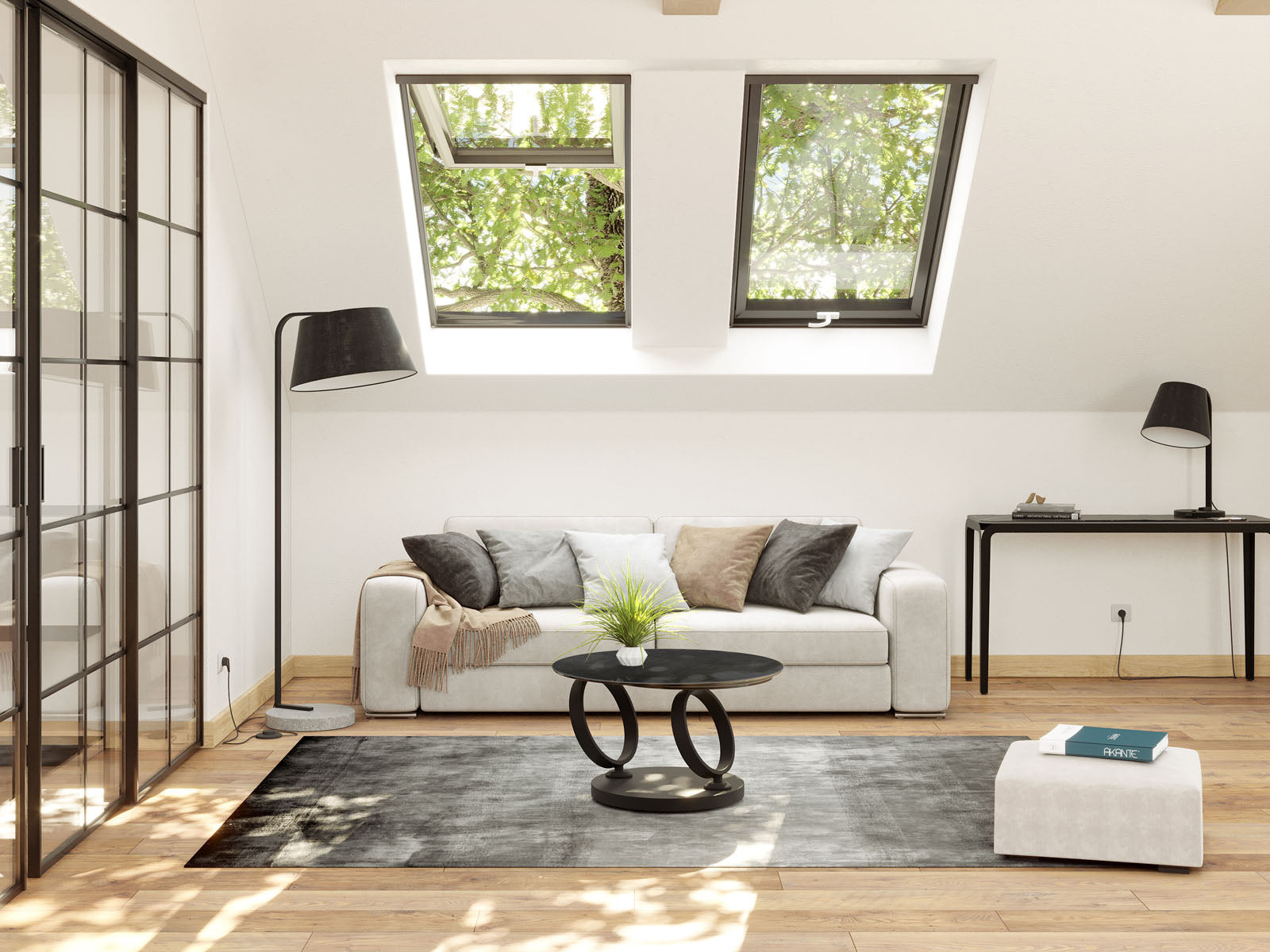 
Ausziehbarer, flexibler Design Keramik Couchtisch „Eolia Double Black“ - Keramik Titan
