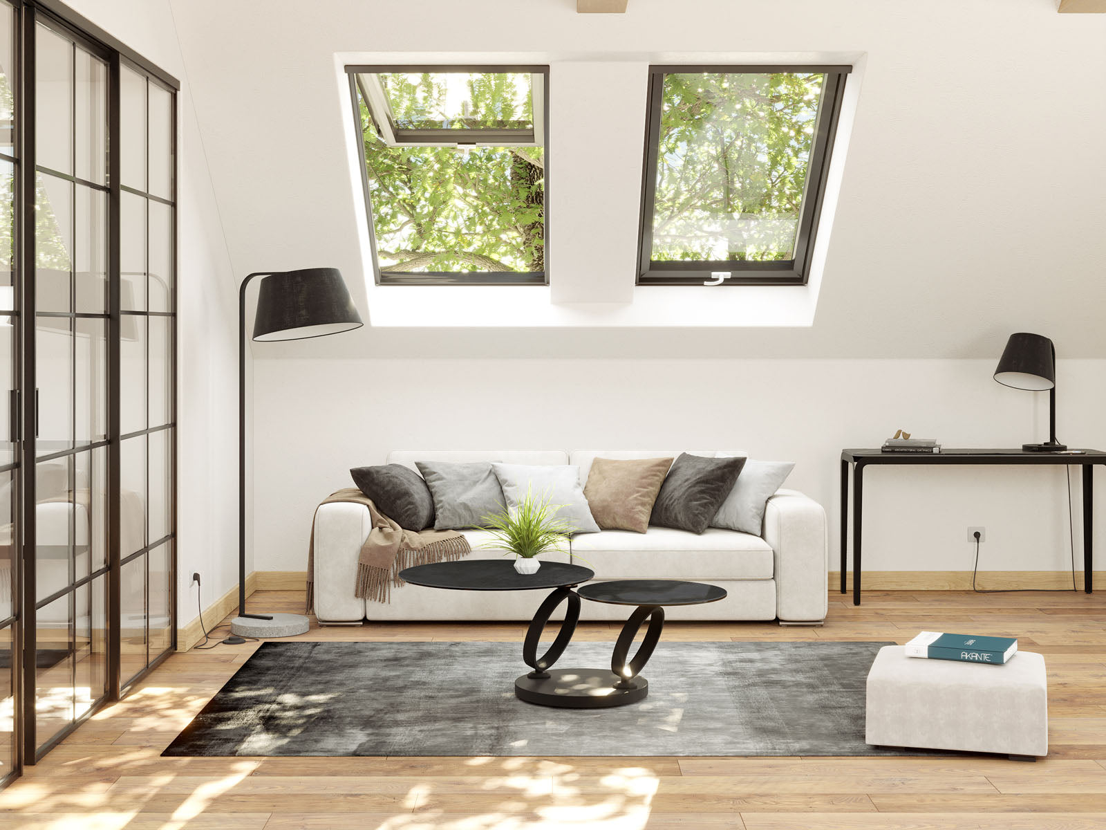 
Ausziehbarer, flexibler Design Keramik Couchtisch „Eolia Double Black“ - Keramik Titan