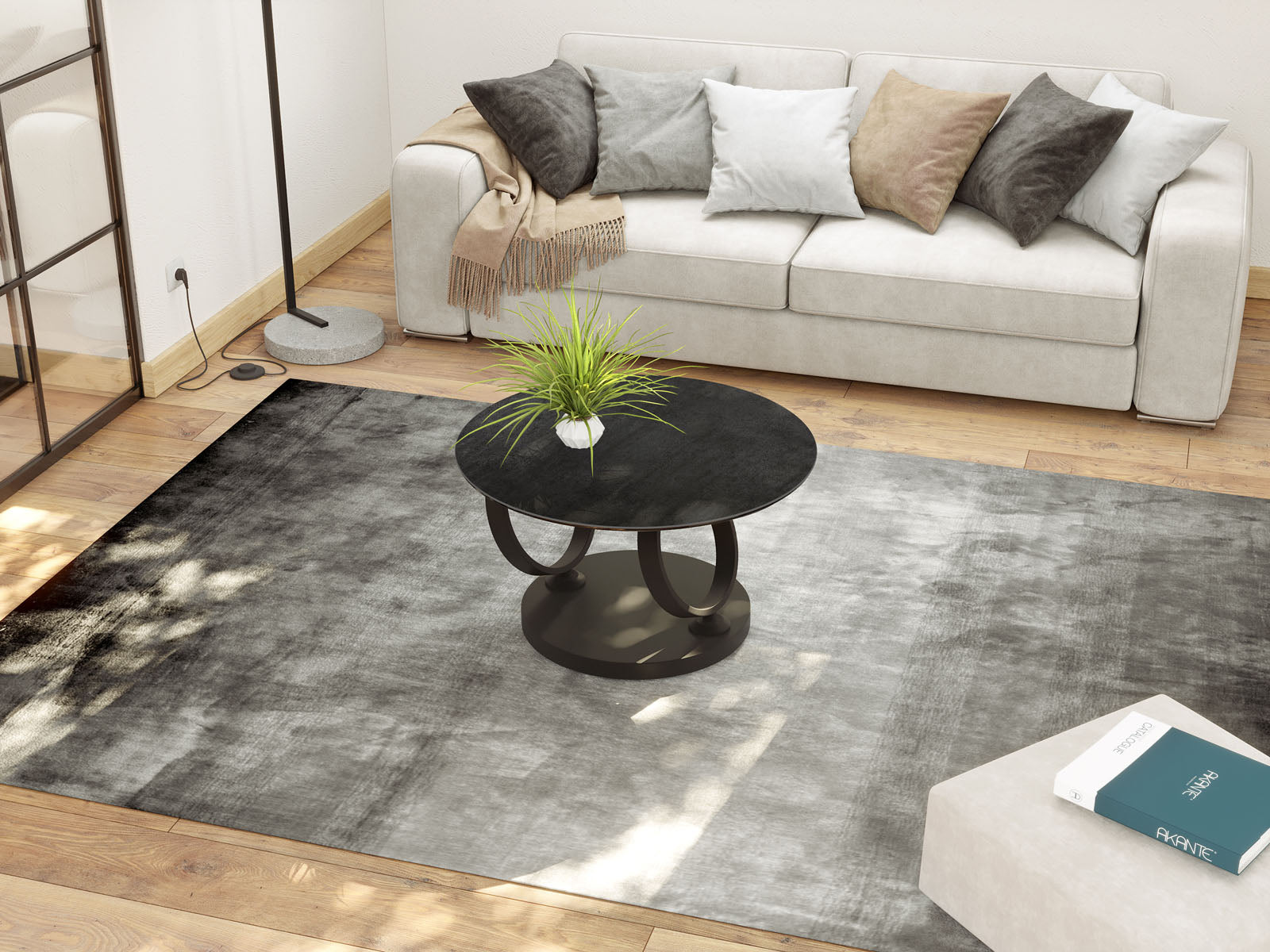 
Ausziehbarer, flexibler Design Keramik Couchtisch „Eolia Double Black“ - Keramik Titan