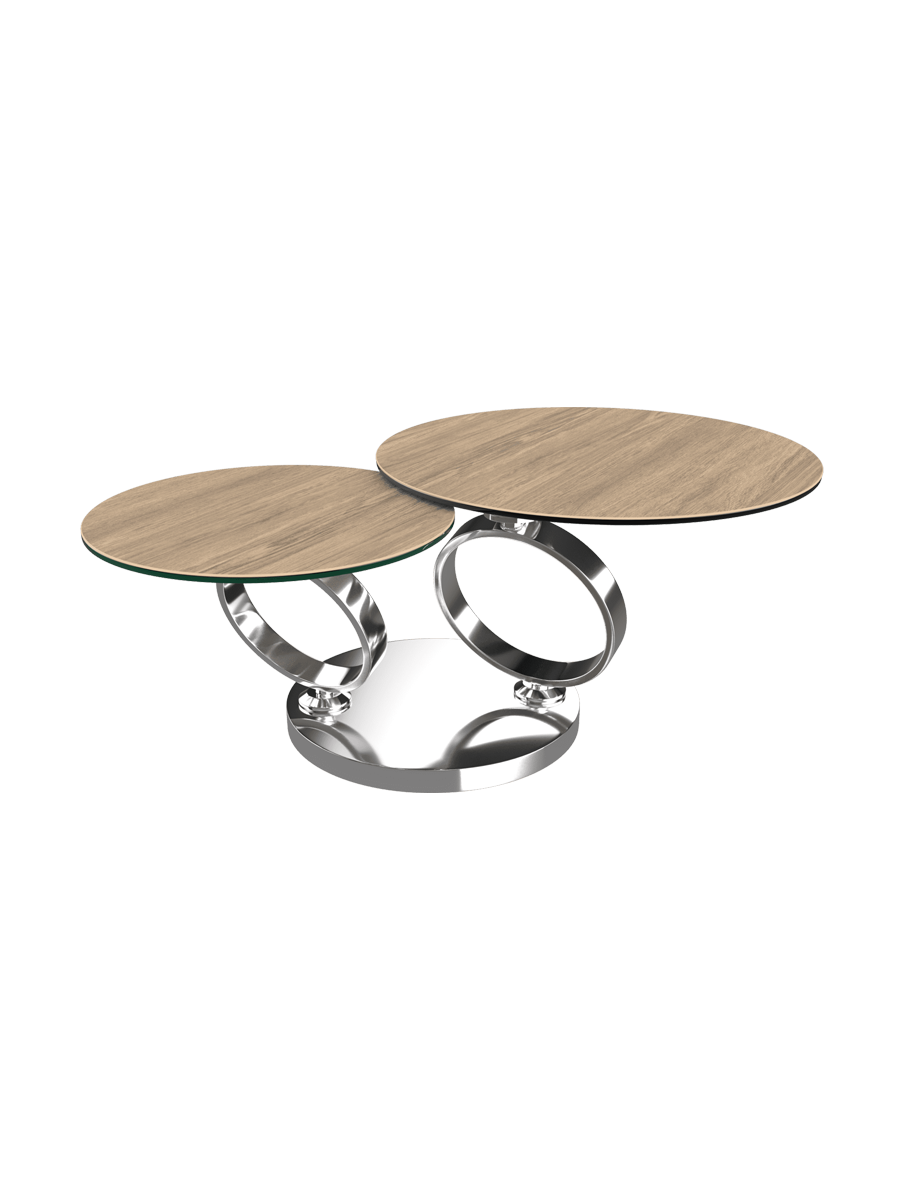 
Ausziehbarer, flexibler Design Keramik Couchtisch „Eolia Double Silver“ - Keramik Titan
