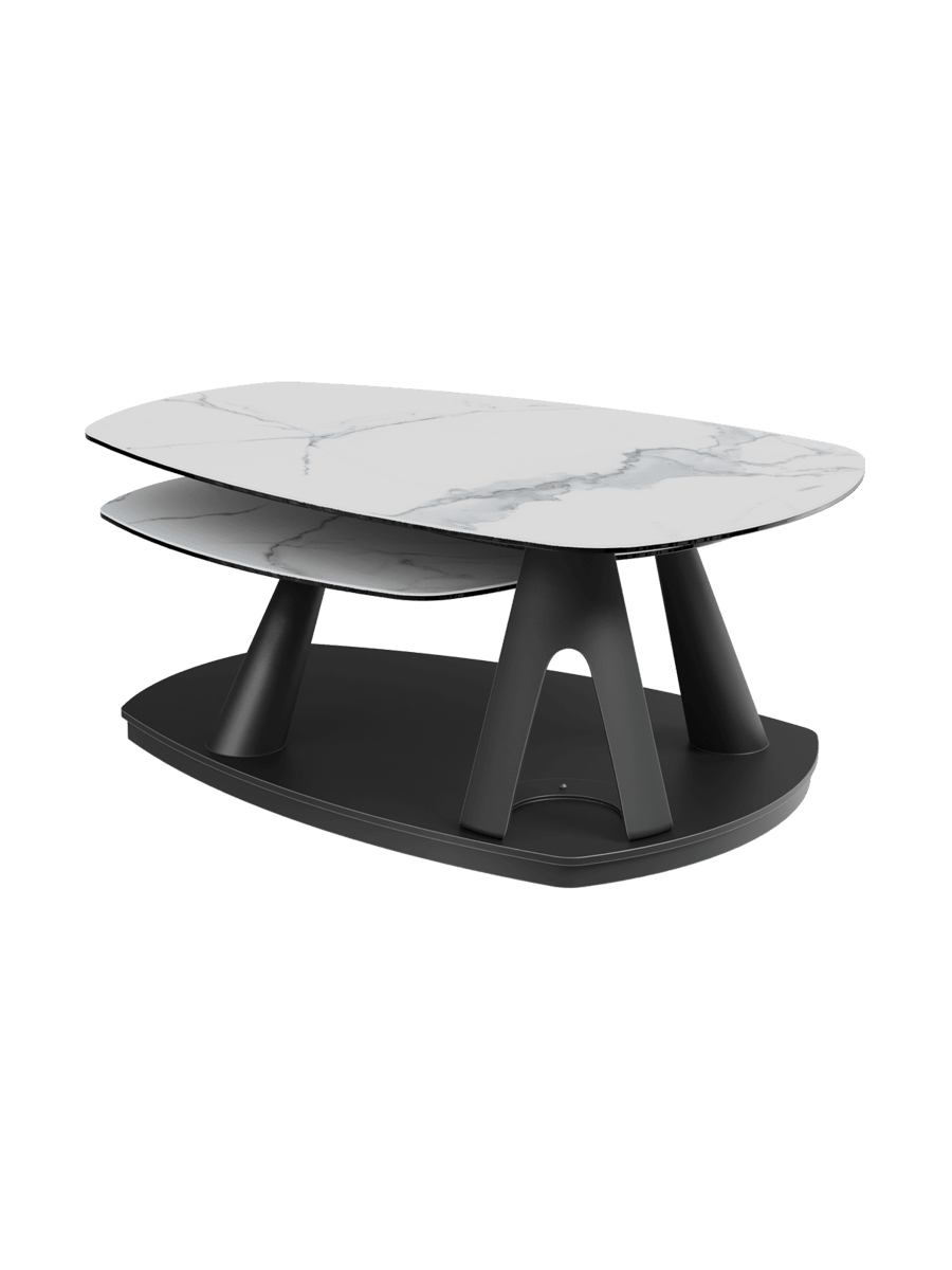 
Table basse de designer en céramique « Opus », extensible et modulable - Céramique aspect marbre clair / Sans les rôles