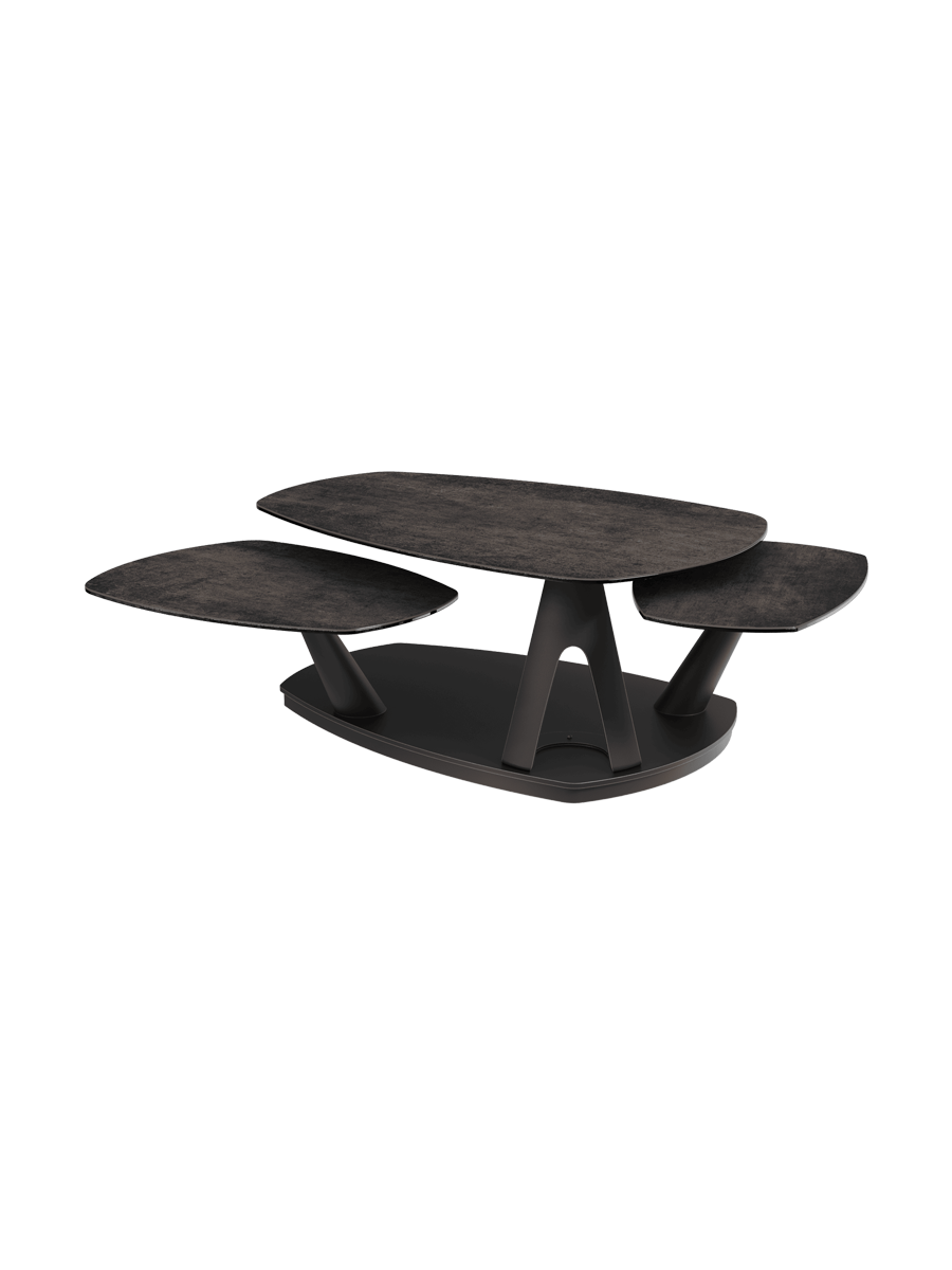 
Table basse de designer en céramique « Opus », extensible et modulable - Céramique aspect marbre clair / Sans les rôles