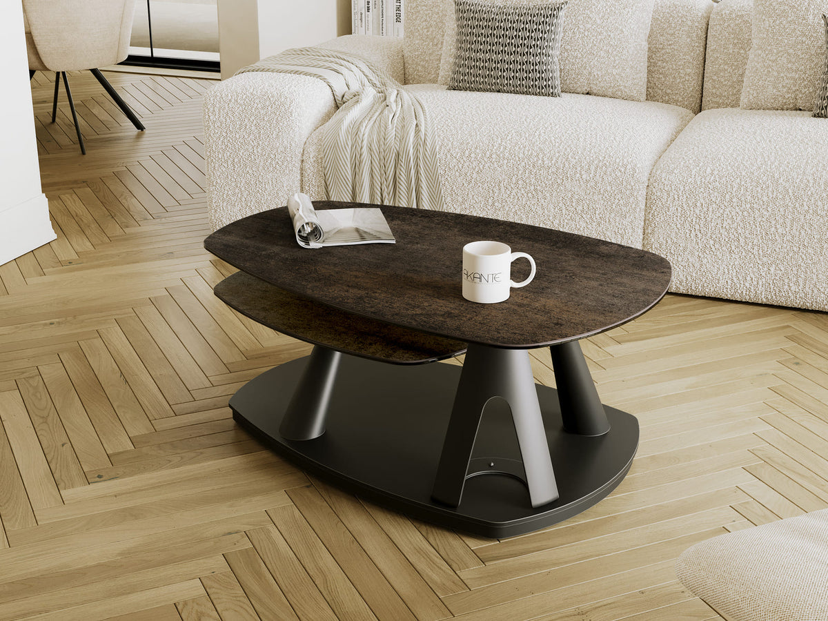 
Ausziehbarer, flexibler Design Keramik Couchtisch „Opus“ - Keramik Rostbraun / Ohne Rollen