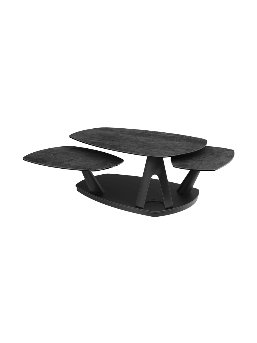 
Table basse de designer en céramique « Opus », extensible et modulable - Céramique aspect marbre clair / Sans les rôles
