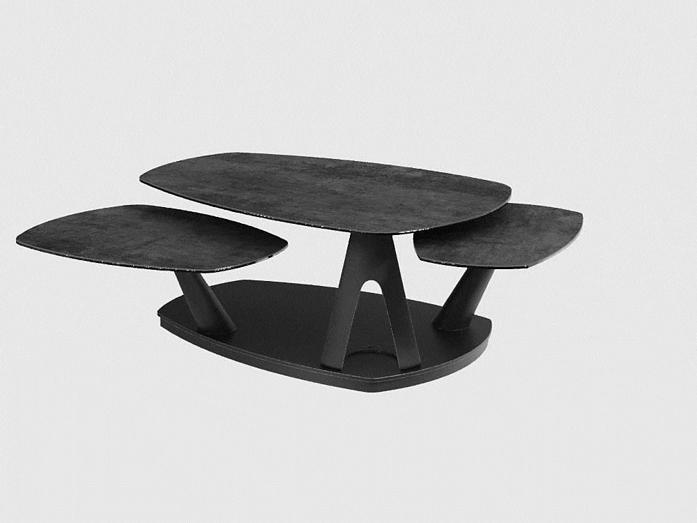 
Ausziehbarer, flexibler Design Keramik Couchtisch „Opus“ - Keramik Titan / Ohne Rollen