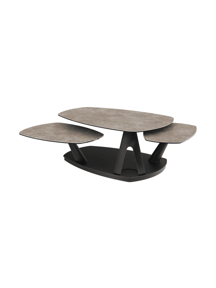 
Table basse de designer en céramique « Opus », extensible et modulable - Céramique aspect marbre clair / Sans les rôles