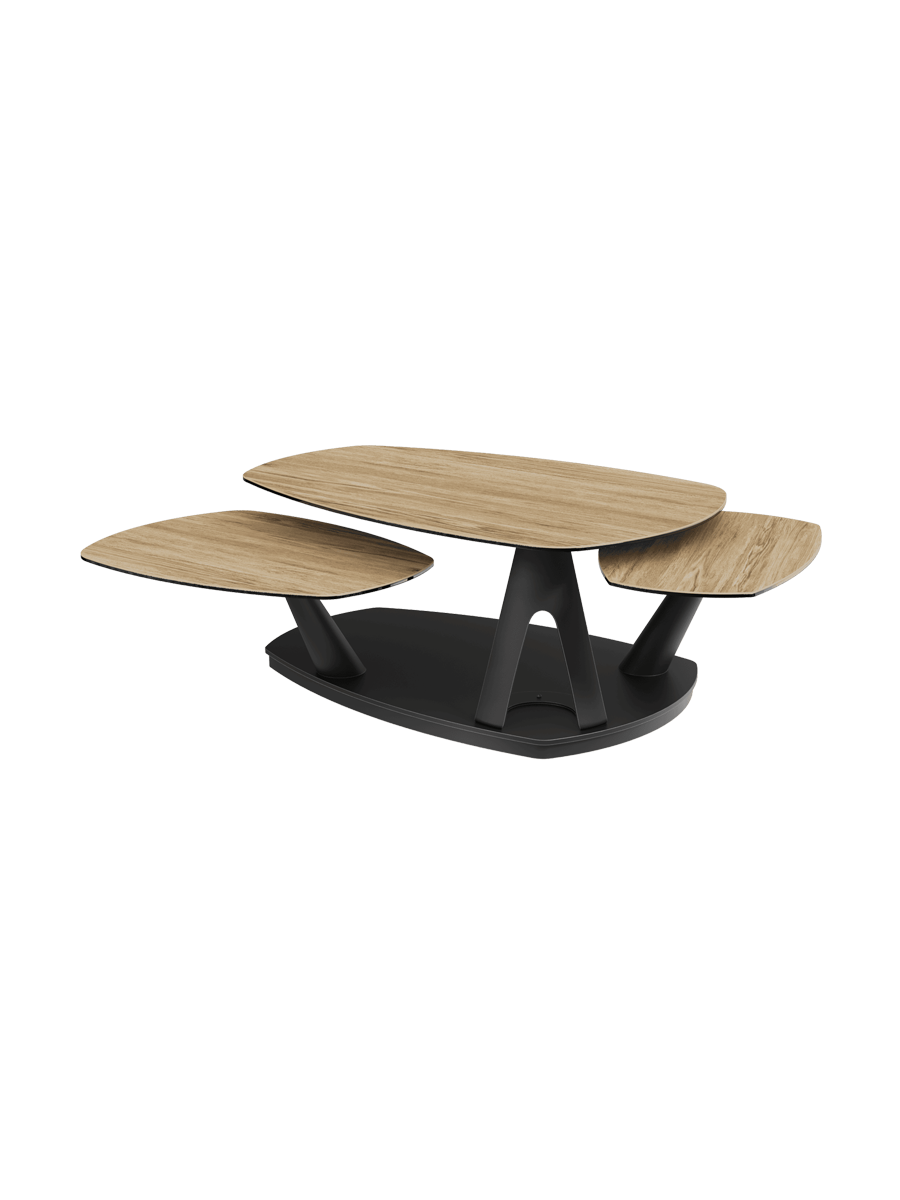 
Table basse de designer en céramique « Opus », extensible et modulable - Céramique aspect marbre clair / Sans les rôles