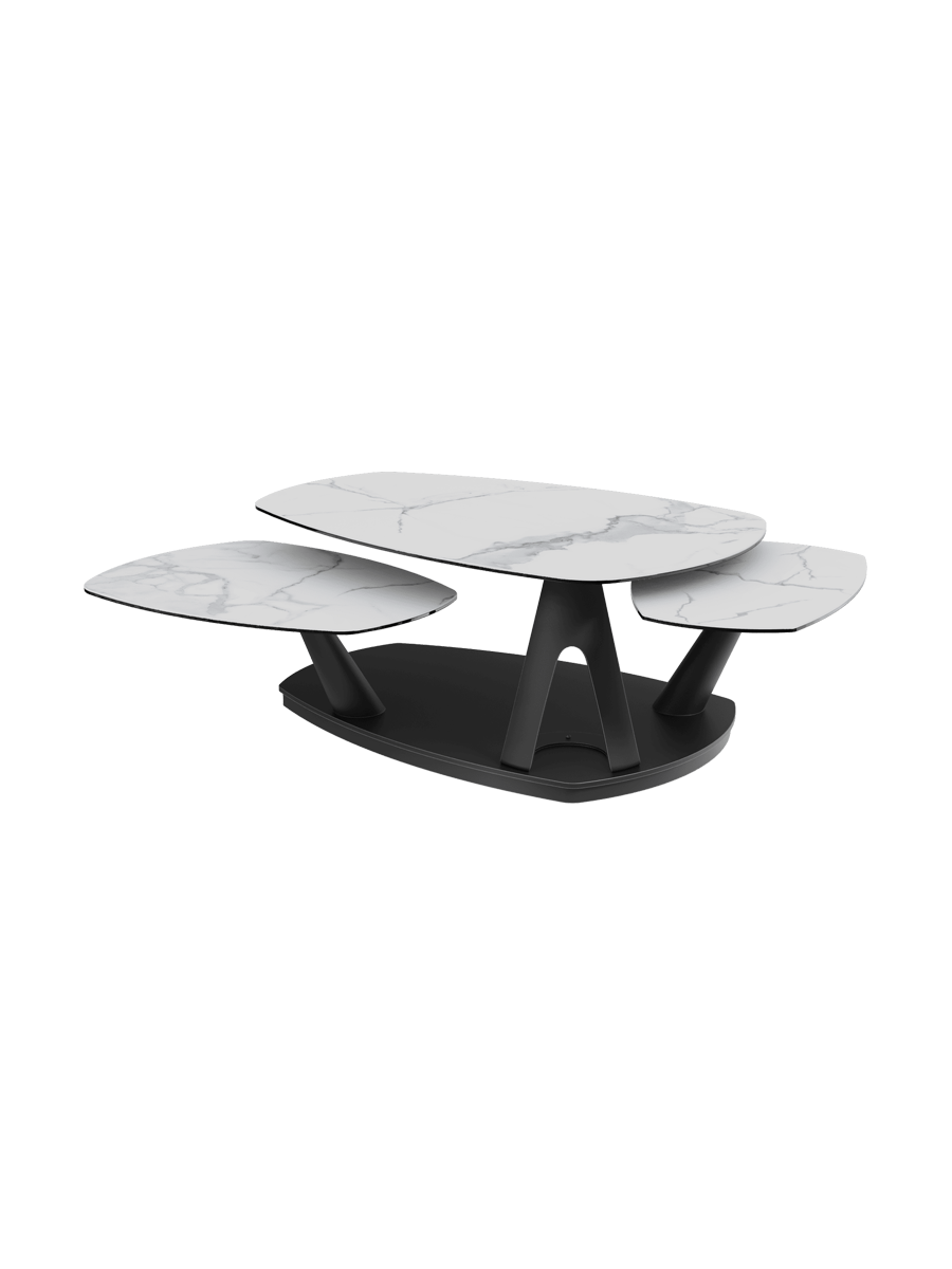 
Table basse de designer en céramique « Opus », extensible et modulable - Céramique aspect marbre clair / Sans les rôles