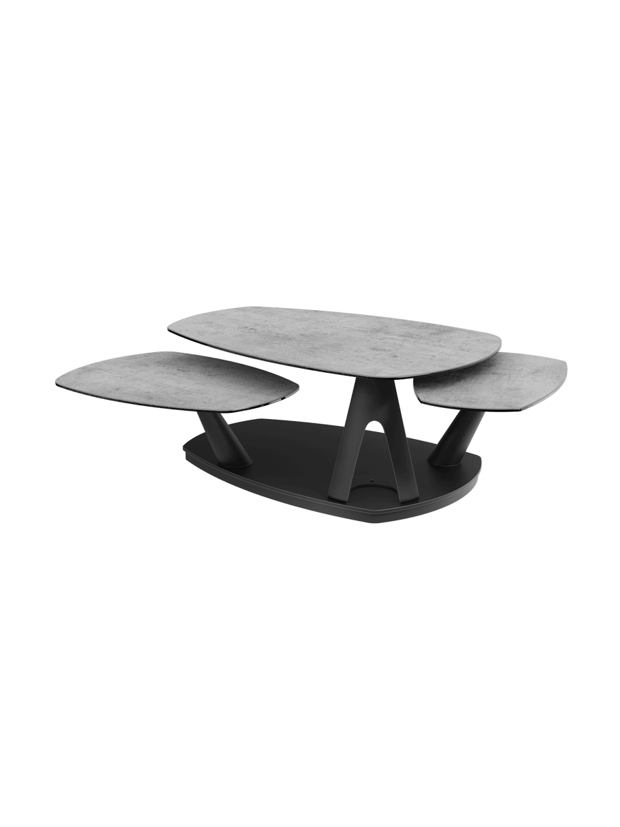 
Table basse de designer en céramique « Opus », extensible et modulable - Céramique aspect marbre clair / Sans les rôles