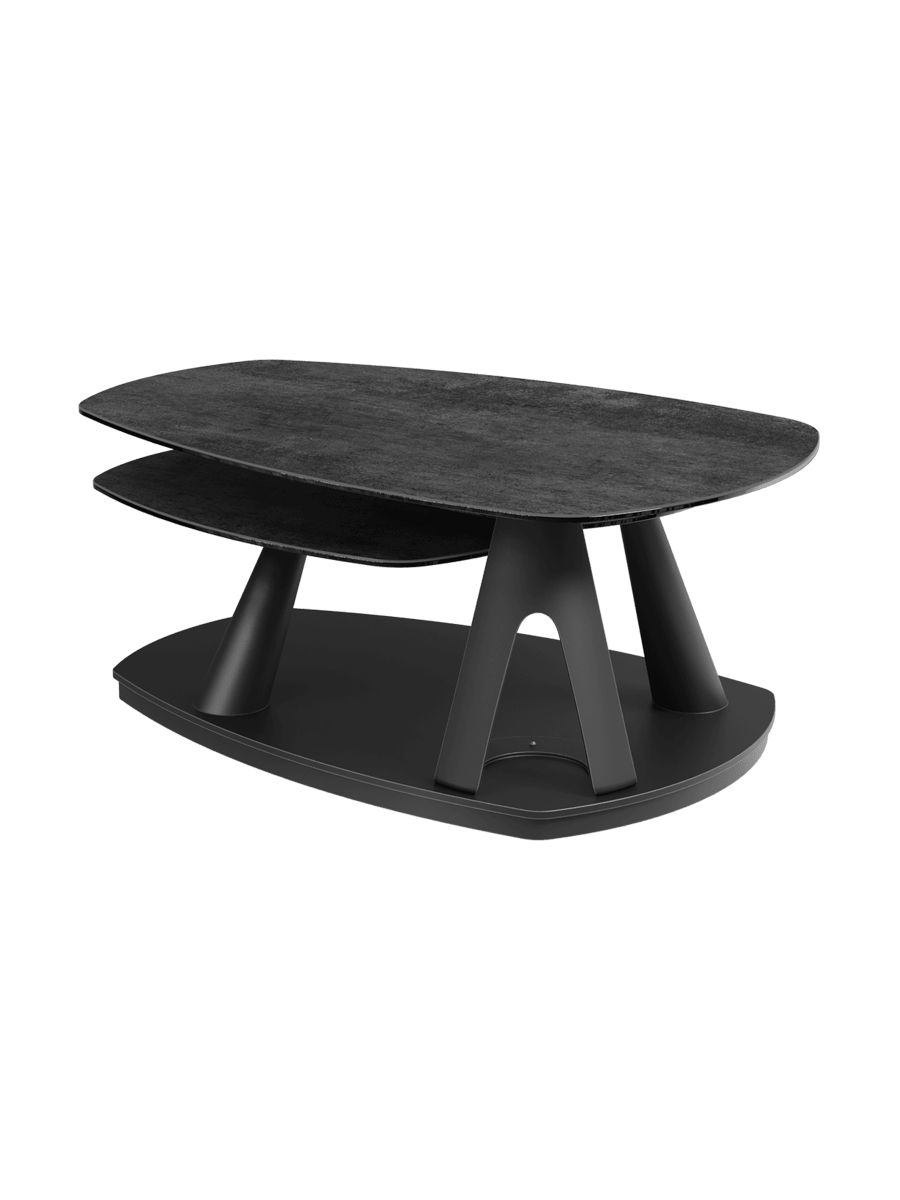 
Ausziehbarer, flexibler Design Keramik Couchtisch „Opus“ - Keramik Titan / Mit Rollen