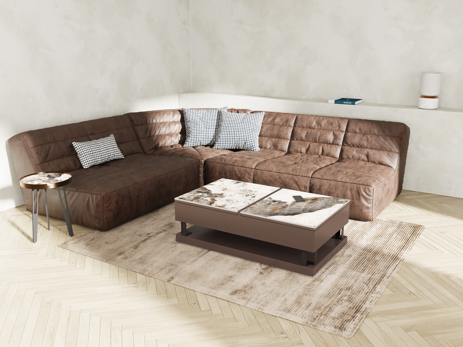 
Functional, height-adjustable ceramic design coffee table "Torino"