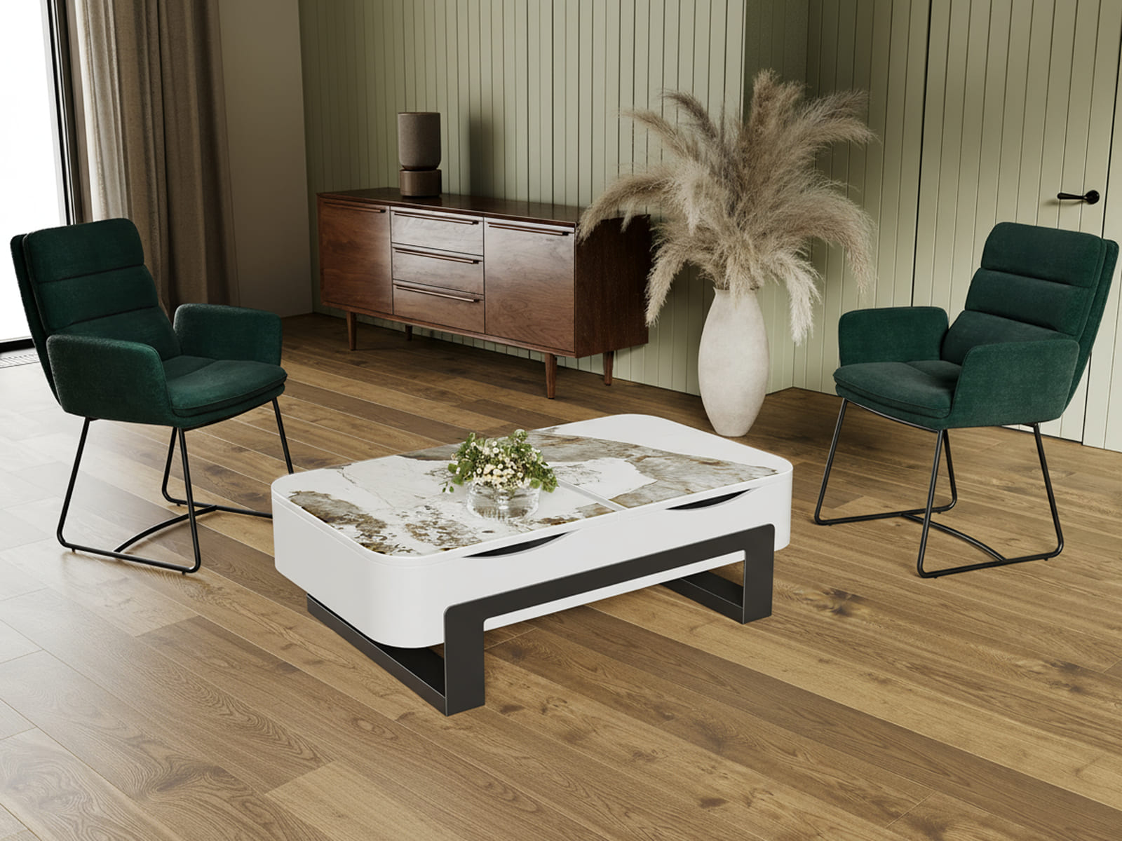 
Table basse design fonctionnelle et réglable en hauteur en céramique « Sydney »