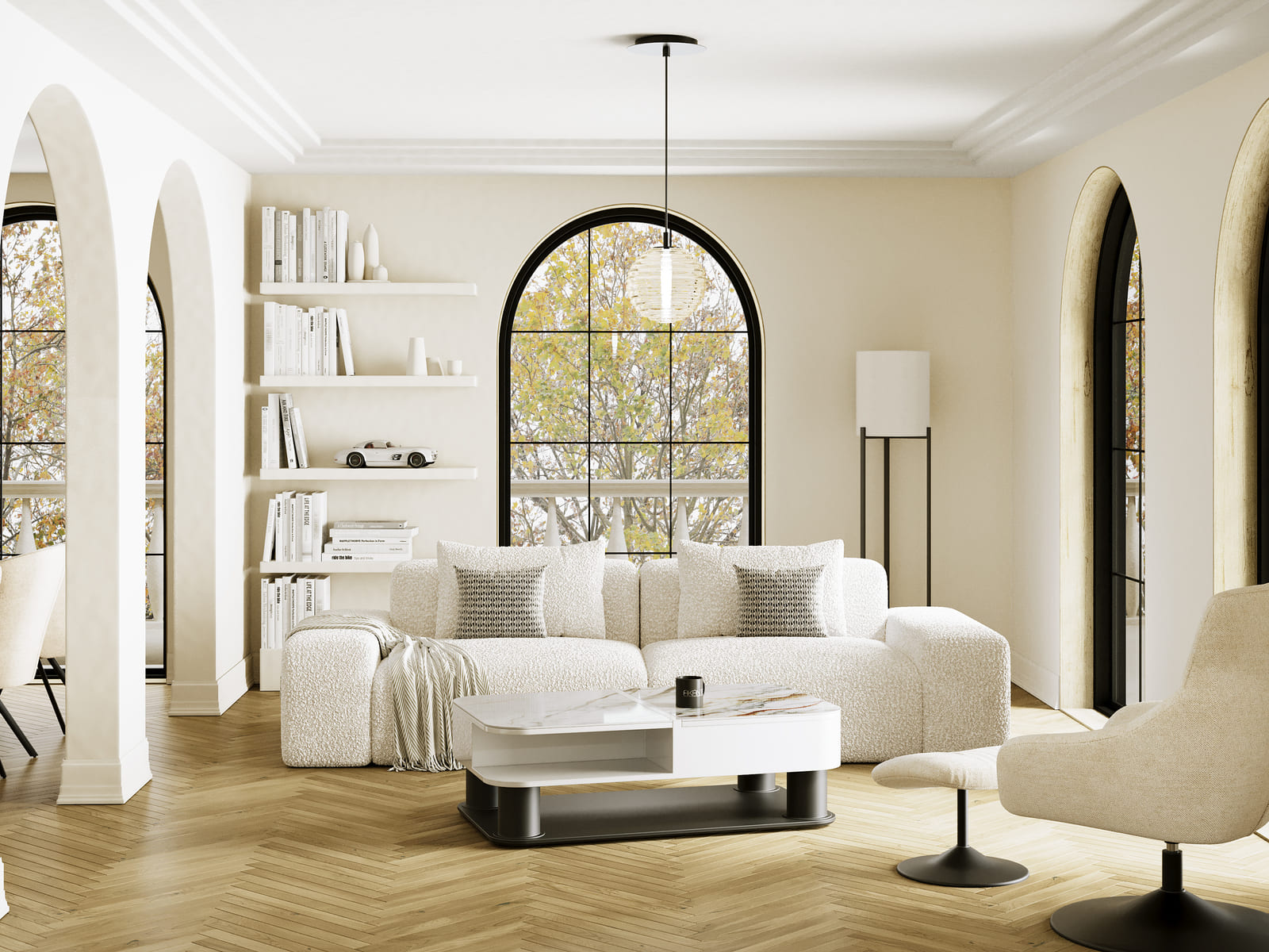 
Funktioneller, höhenverstellbarer Keramik Design Couchtisch „Hambourg“