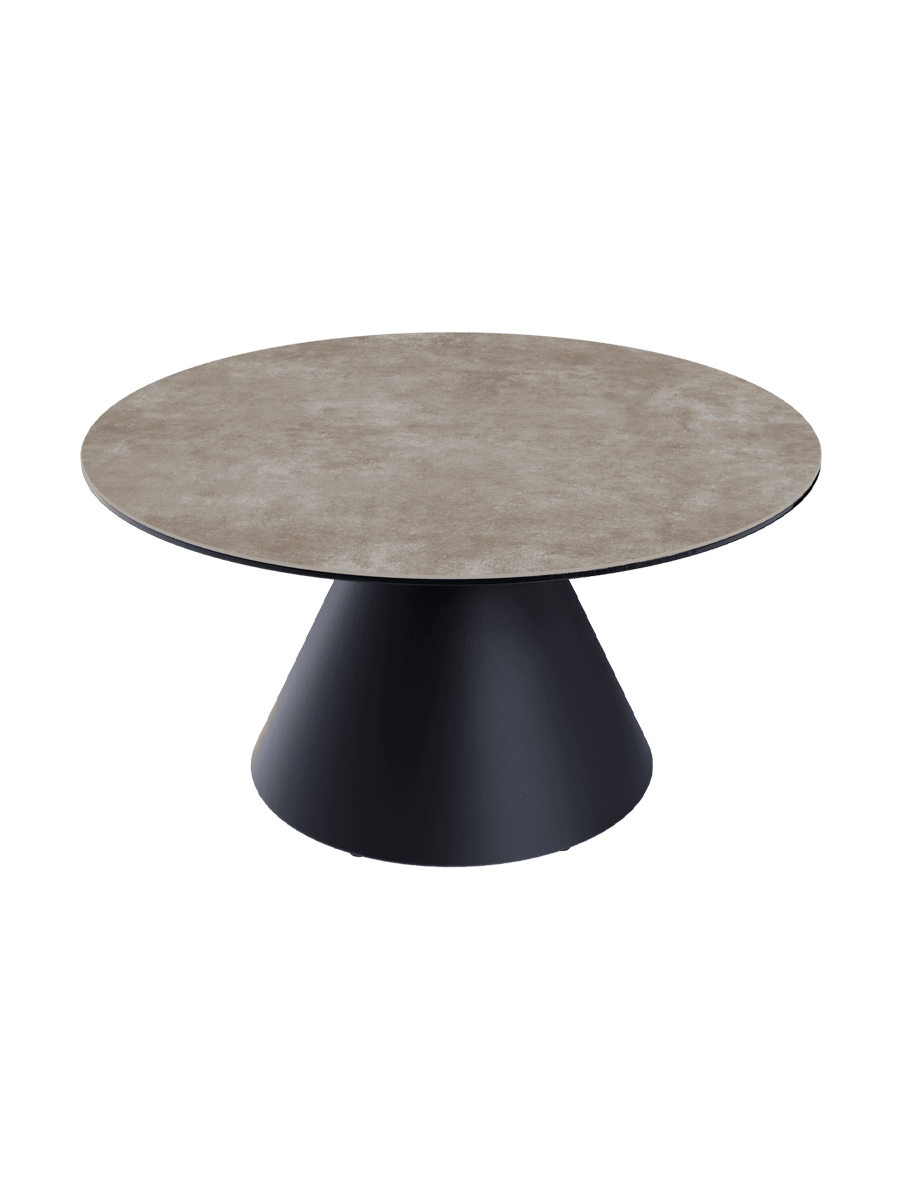 
Design Couchtisch „Faro“ Ø 70 cm - Tischplatte: Zementgrau / Füsse: Schwarz