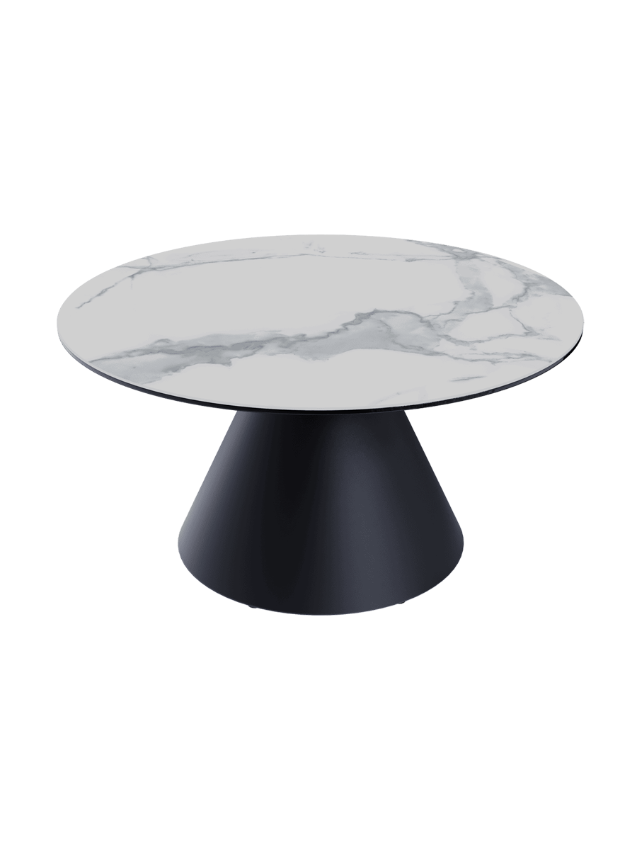 
Design Couchtisch „Faro“ Ø 70 cm - Tischplatte: Zementgrau / Füsse: Schwarz