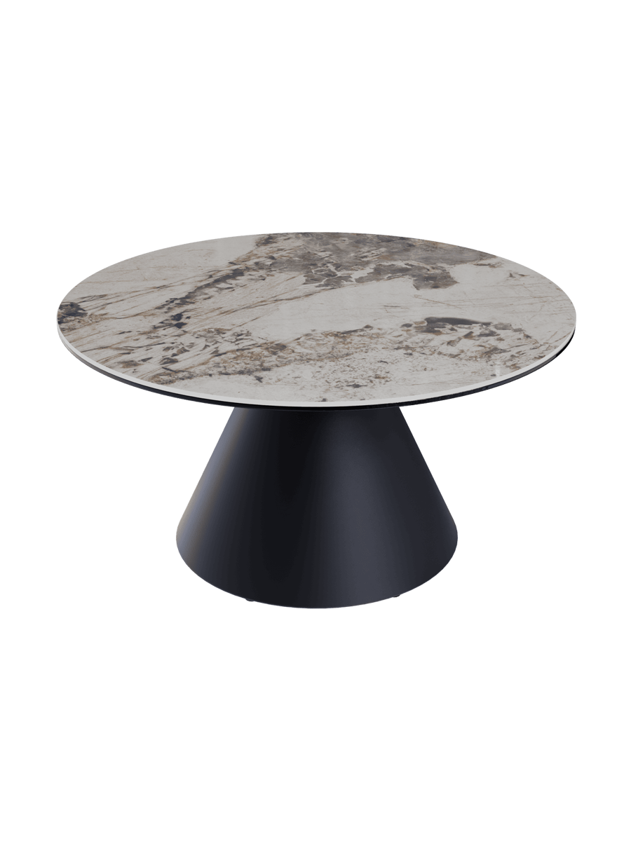 
Design Couchtisch „Faro“ Ø 70 cm - Tischplatte: Zementgrau / Füsse: Schwarz