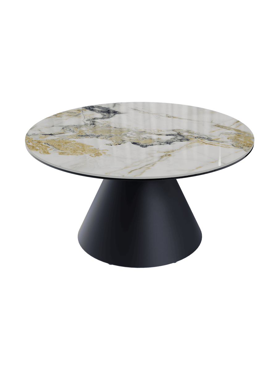 
Design Couchtisch „Faro“ Ø 70 cm - Tischplatte: Zementgrau / Füsse: Schwarz