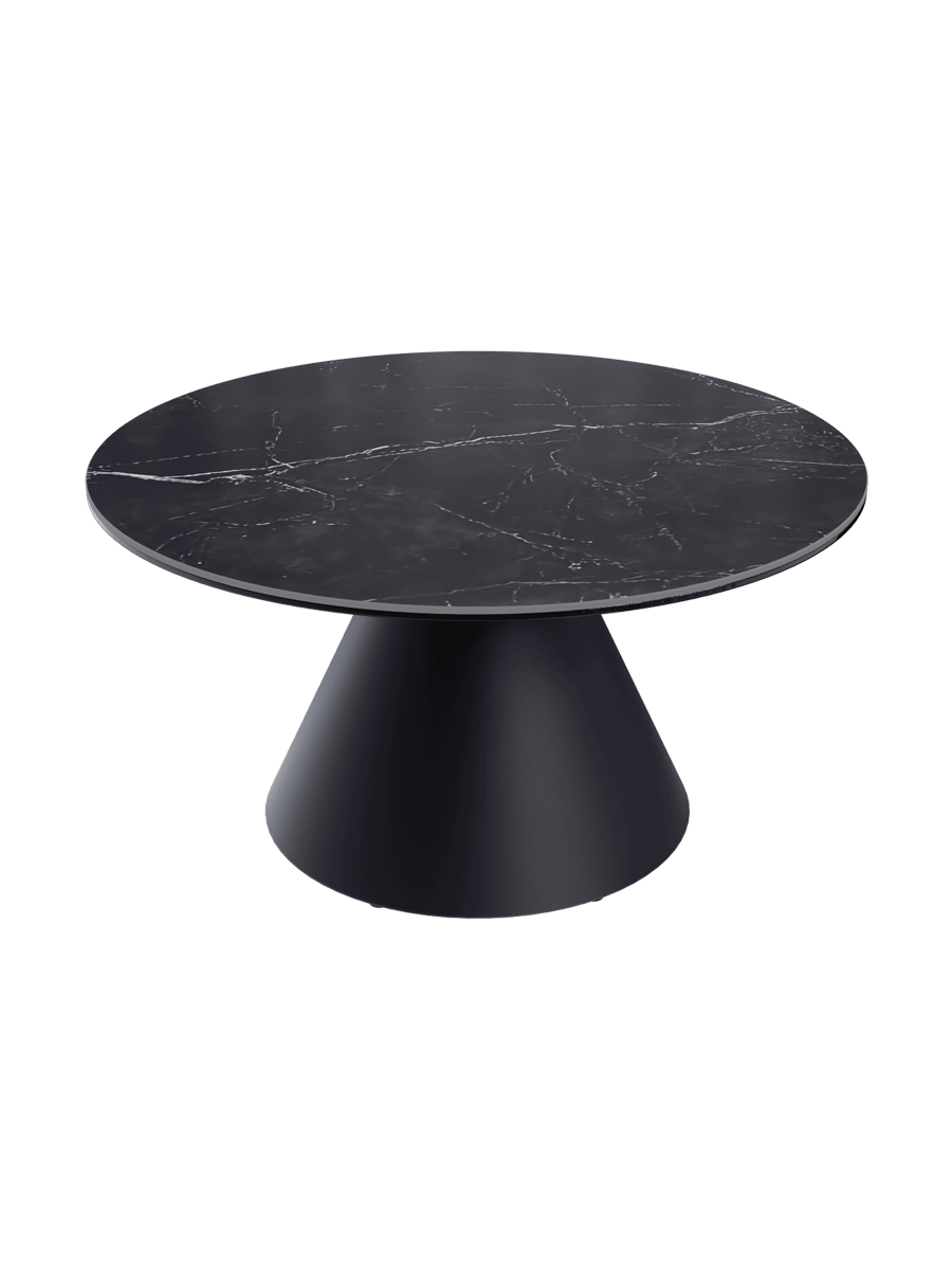 
Design Couchtisch „Faro“ Ø 70 cm - Tischplatte: Zementgrau / Füsse: Schwarz