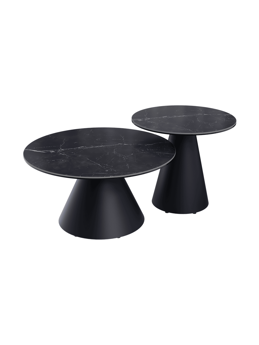 
Design Couchtisch „Faro“ Ø 70 cm - Tischplatte: Marquina matt / Füsse: Schwarz