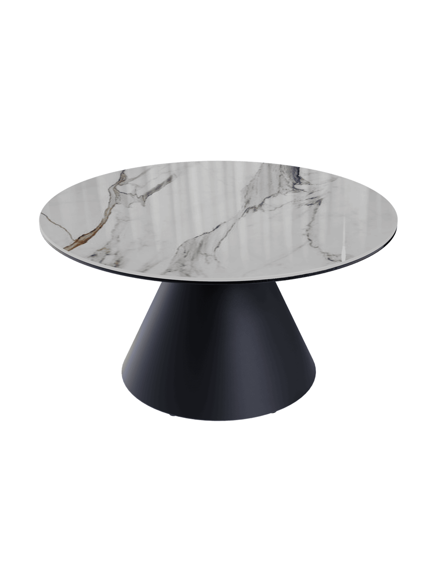 
Design Couchtisch „Faro“ Ø 70 cm - Tischplatte: Zementgrau / Füsse: Schwarz