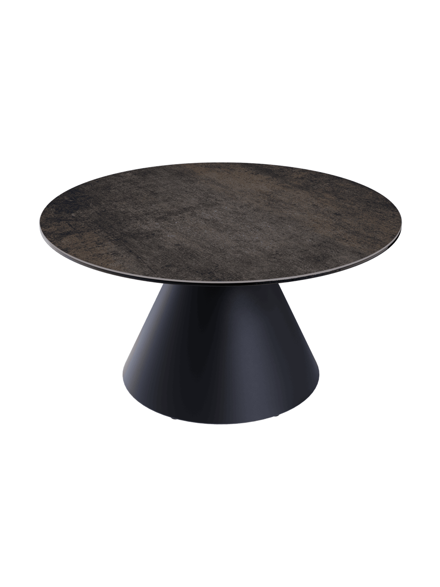 
Design Couchtisch „Faro“ Ø 70 cm - Tischplatte: Zementgrau / Füsse: Schwarz