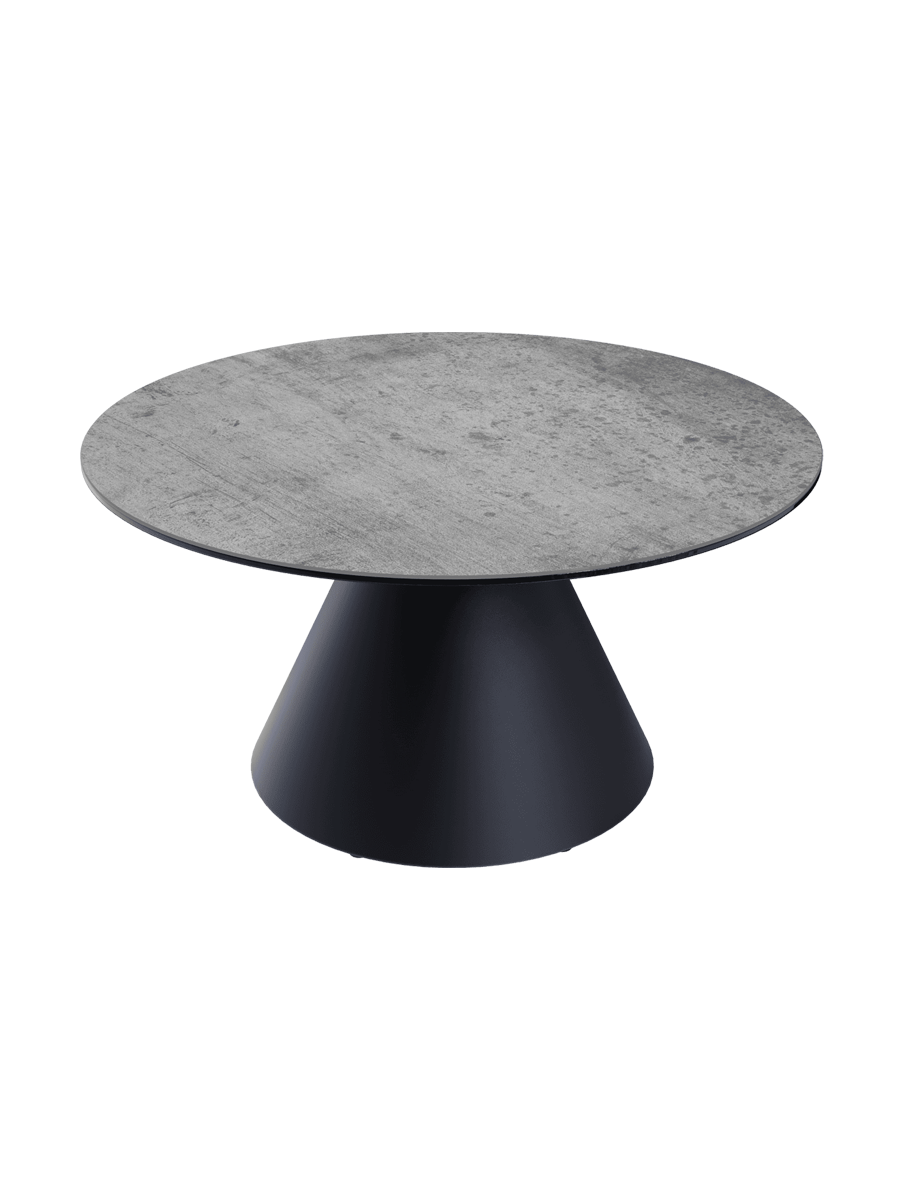 
Design Couchtisch „Faro“ Ø 70 cm - Tischplatte: Zementgrau / Füsse: Schwarz