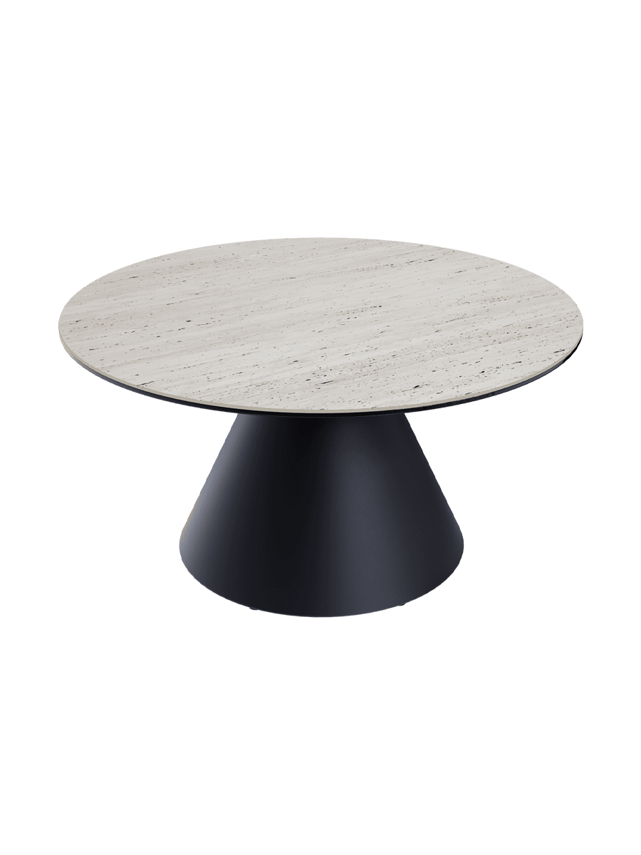 
Design Couchtisch „Faro“ Ø 70 cm - Tischplatte: Zementgrau / Füsse: Schwarz