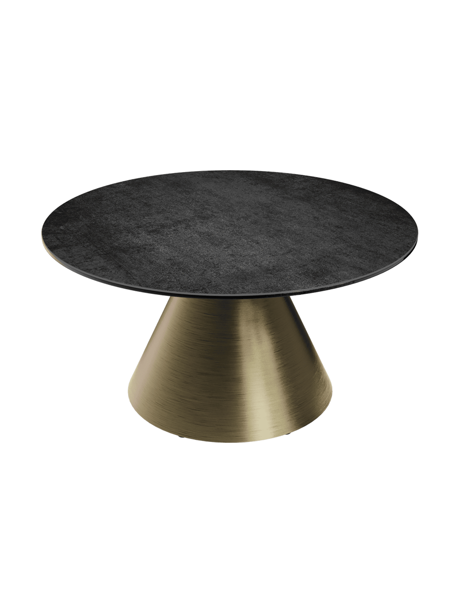 
Design Couchtisch „Faro“ Ø 70 cm - Tischplatte: Zementgrau / Füsse: Schwarz