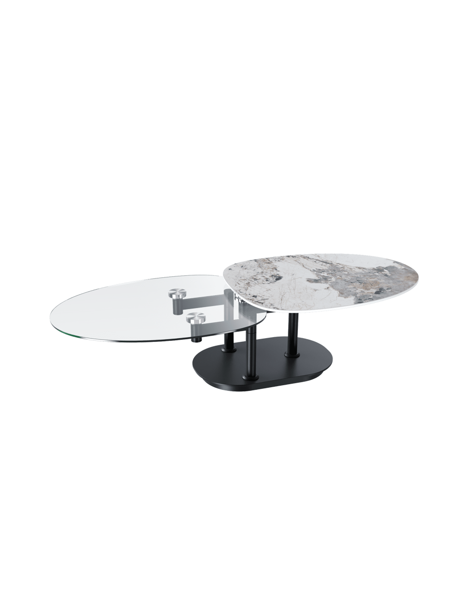 
Ausziehbarer, flexibler Design Keramik Couchtisch „Oletta“ - Marmor Calcatta