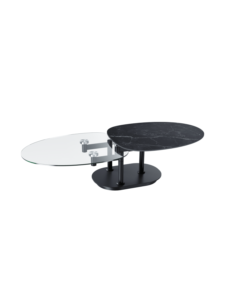 
Ausziehbarer, flexibler Design Keramik Couchtisch „Oletta“ - Marmor Calcatta