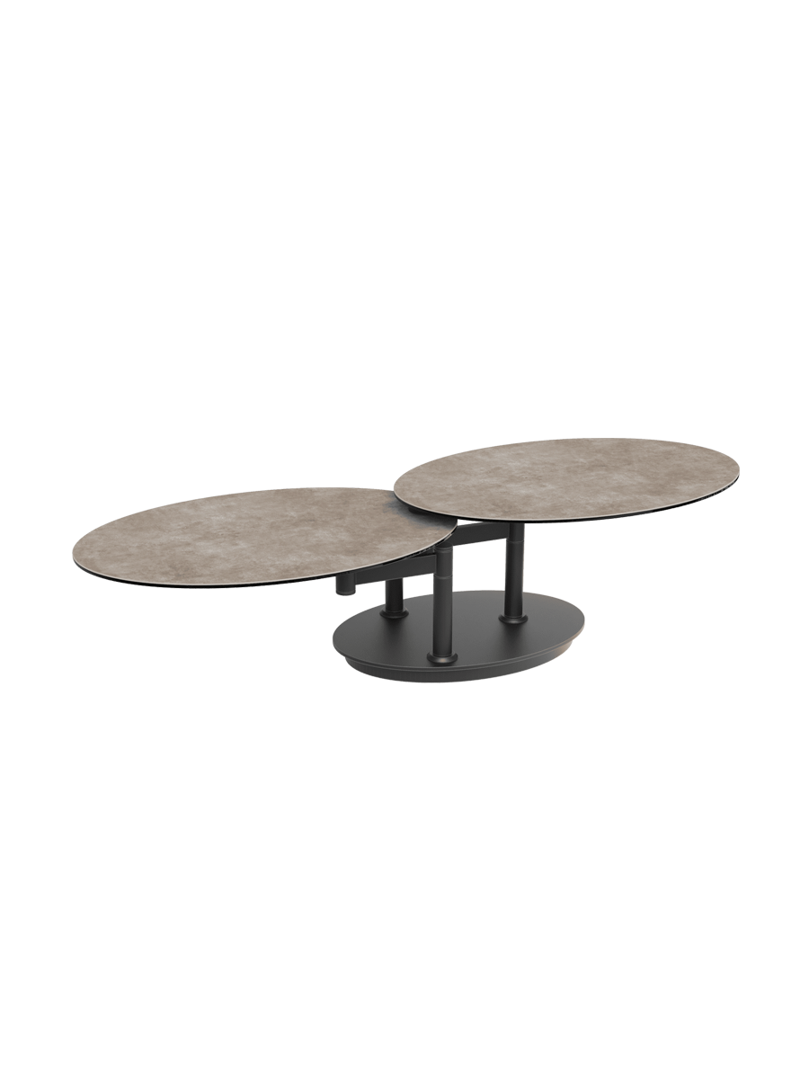
Ausziehbarer, flexibler Design Keramik Couchtisch „Alba Roulette“ - Keramik Travertin