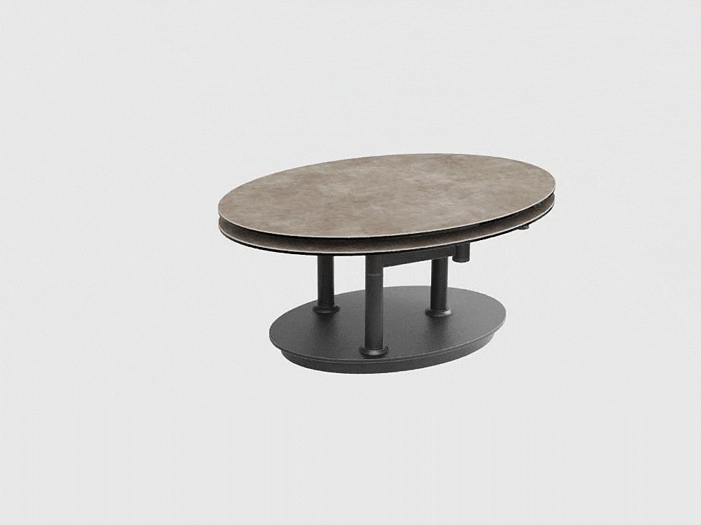 
Ausziehbarer, flexibler Design Keramik Couchtisch „Alba Roulette“ - Keramik Zementgrau