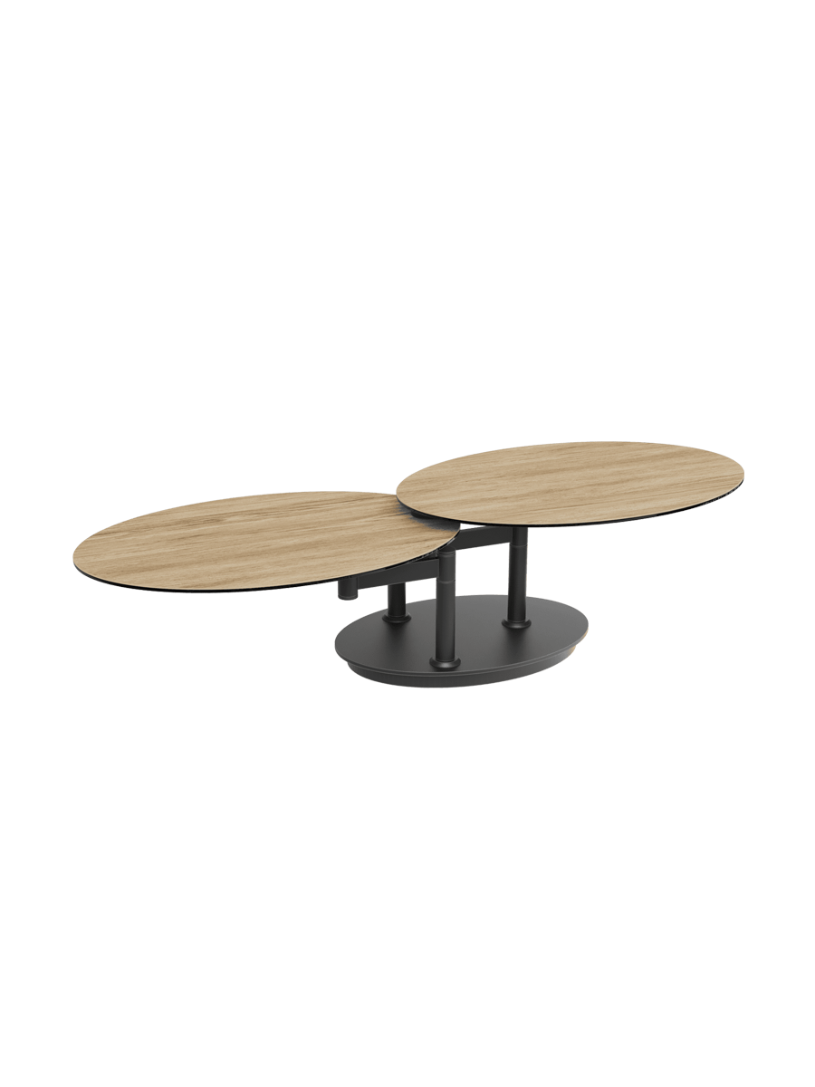 
Ausziehbarer, flexibler Design Keramik Couchtisch „Alba Roulette“ - Keramik Travertin