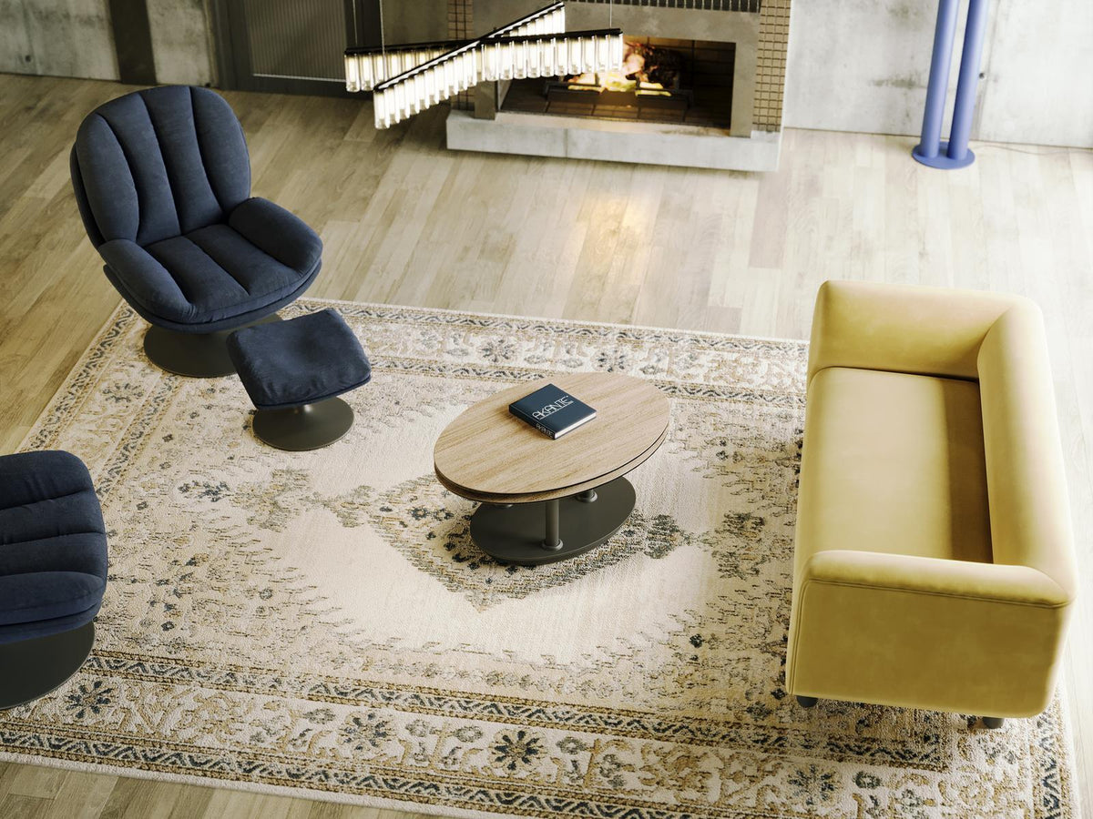 
Ausziehbarer, flexibler Design Keramik Couchtisch „Alba Roulette“ - Keramik Eiche hell